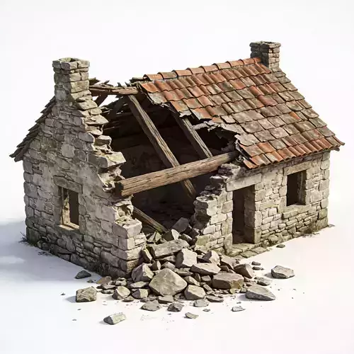 Collapsed Stone Cottage 3D Model 3D Model