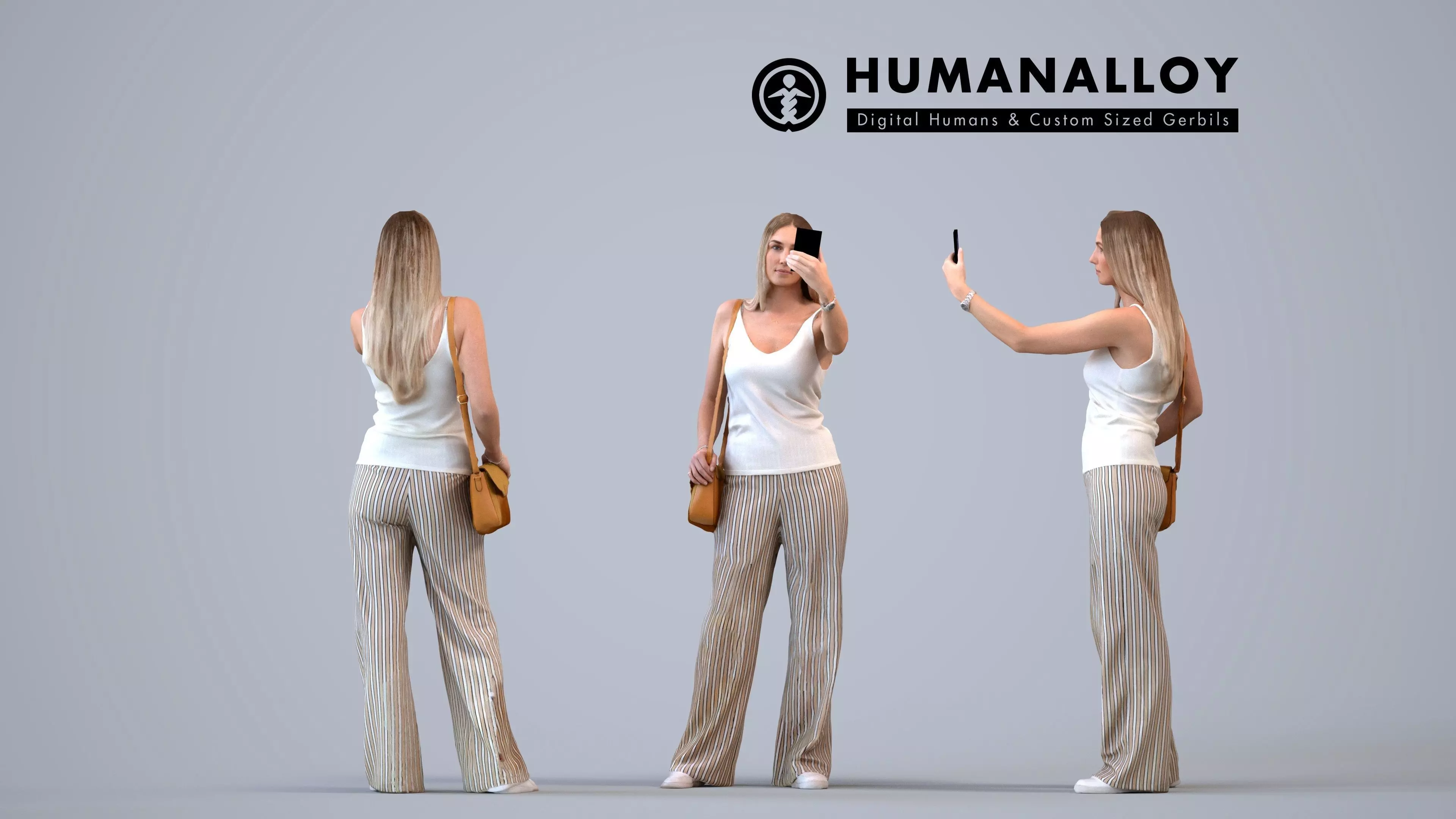 00478Elsje004 - Adult Caucasian woman taking photo with 3D model