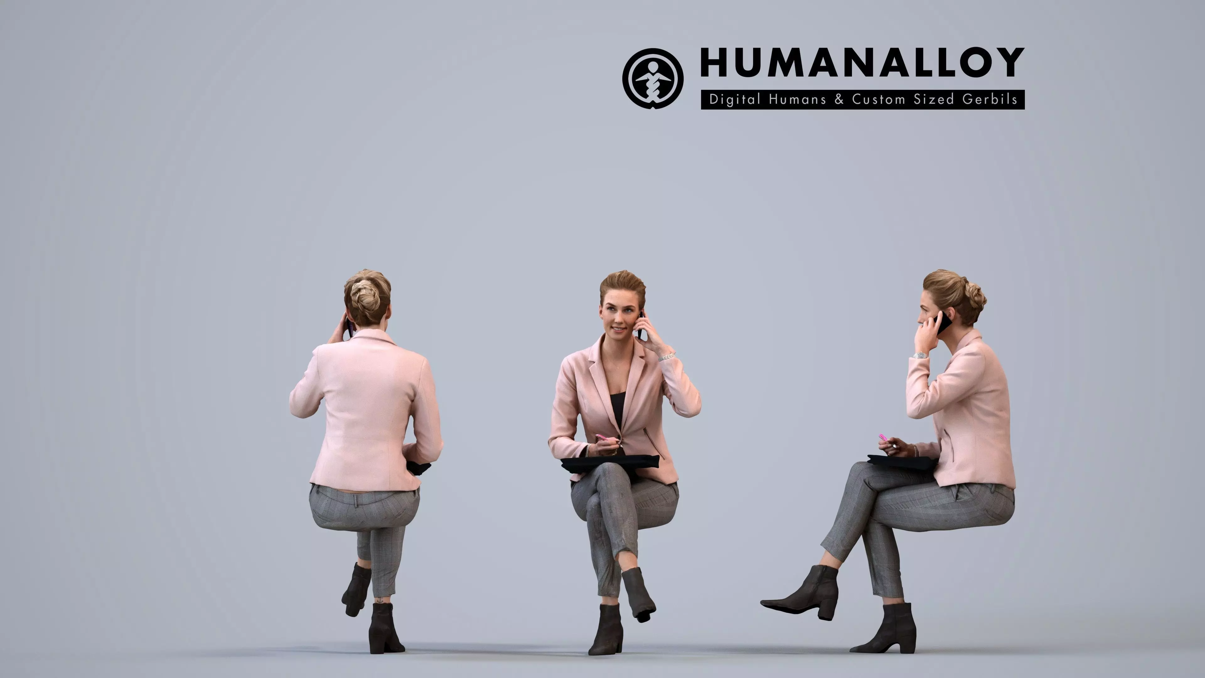 00482Elsje008 - Adult Caucasian woman making business call in 3D model
