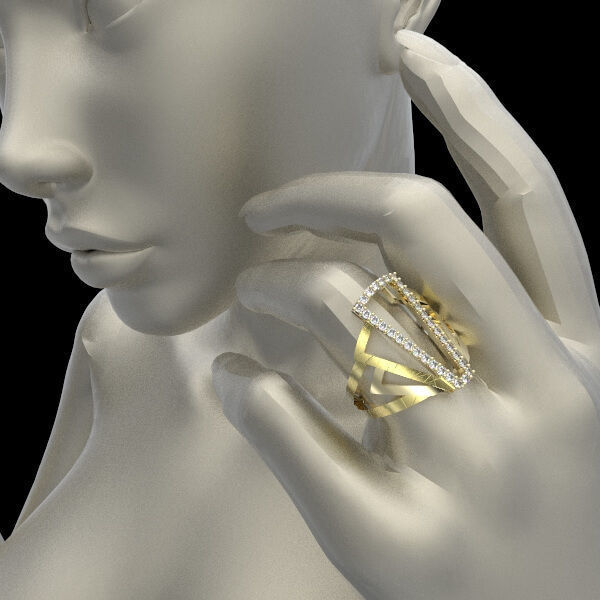 ART DECO RING LINES 3D print model_3