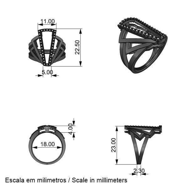 ART DECO RING LINES 3D print model_6