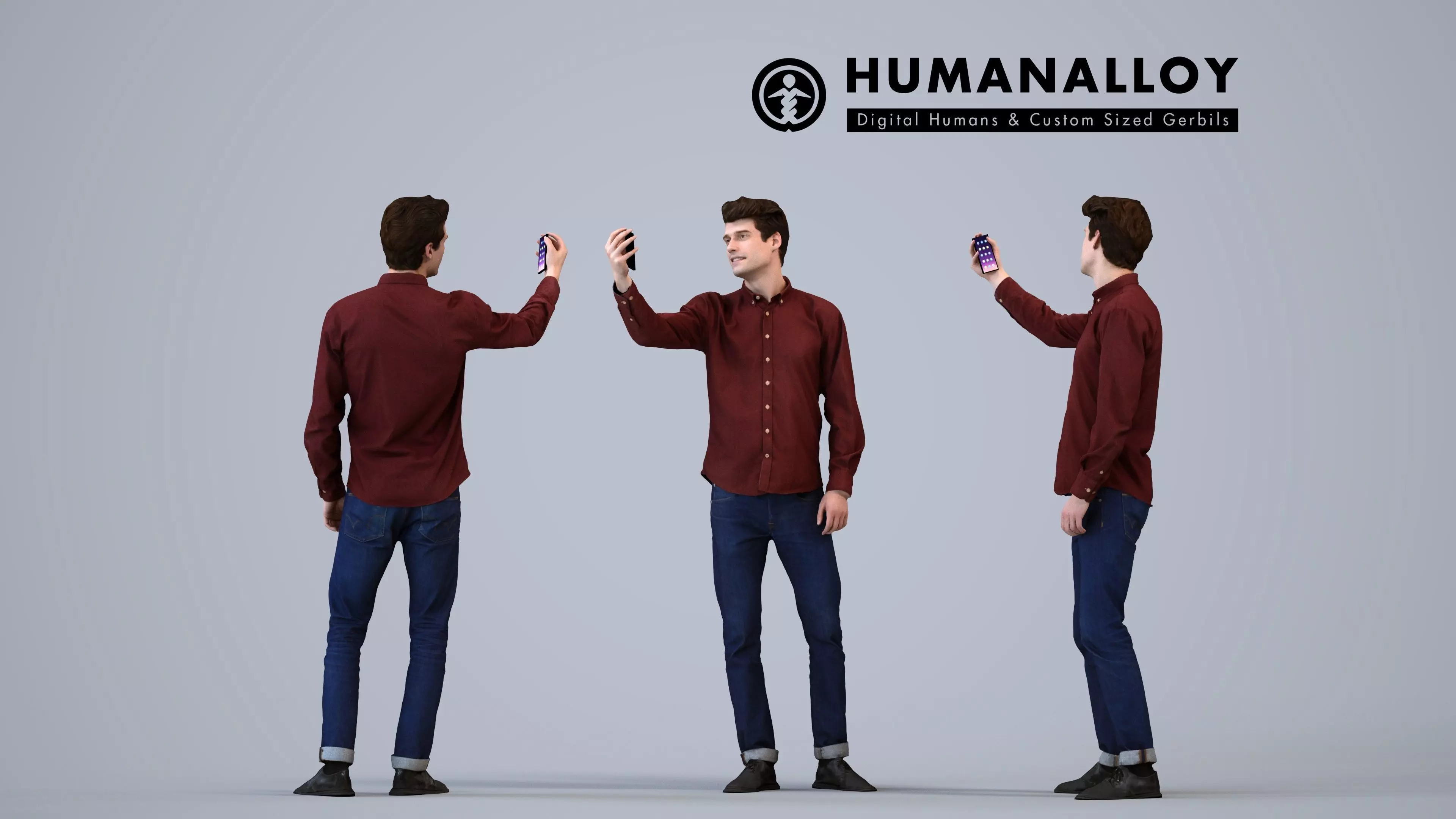 00499Liam006 - Adult Caucasian man taking photo with smartphone 3D model