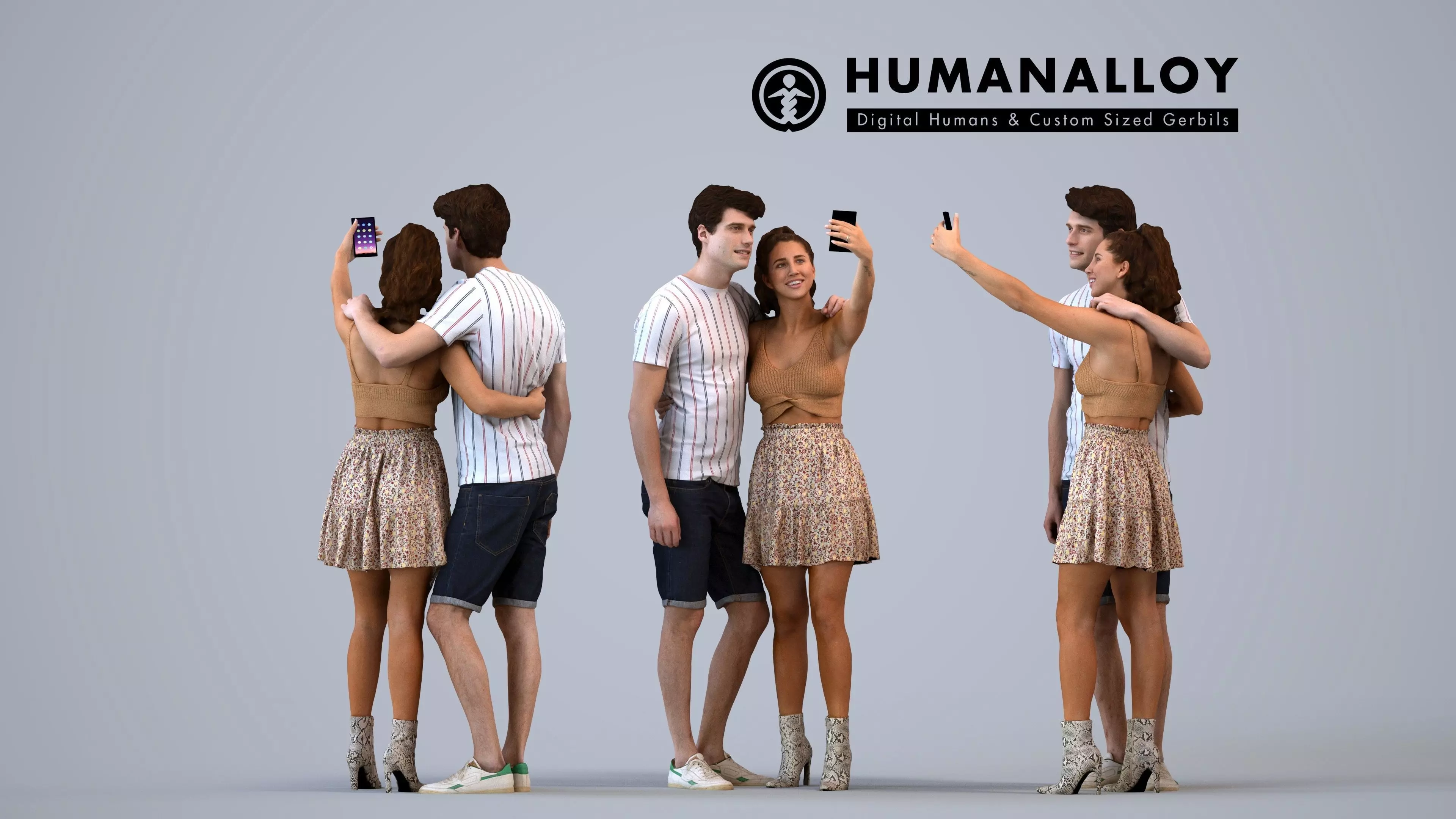 00502Beatrice002 - Adult Caucasian person taking photo with 3D model