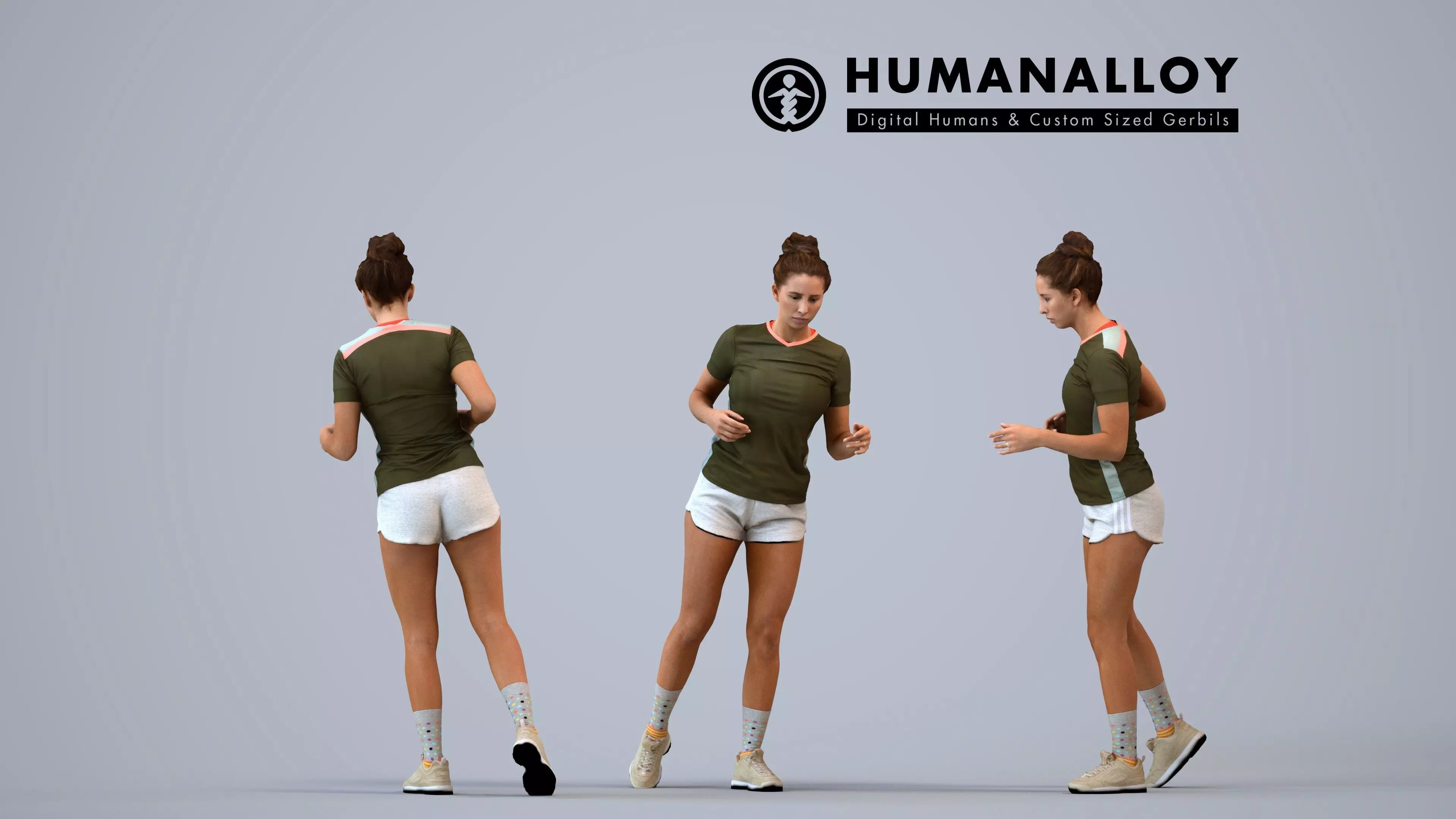 00504Beatrice006 - Adult Caucasian woman running outdoors in 3D model