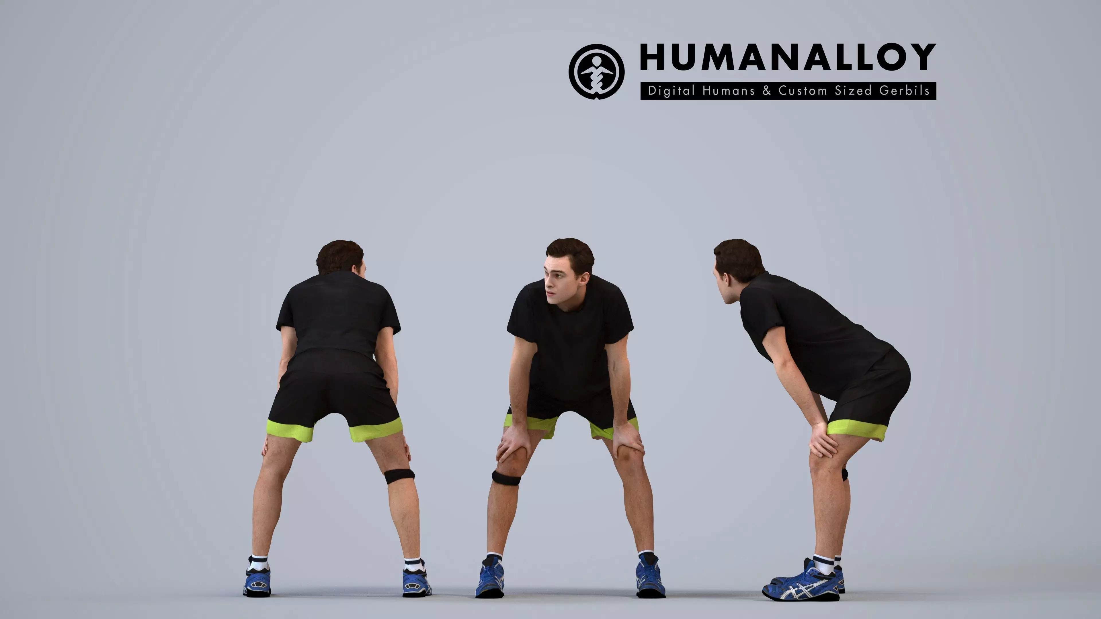 00510Gael004 - Adult Caucasian man crouching in athletic soccer 3D model