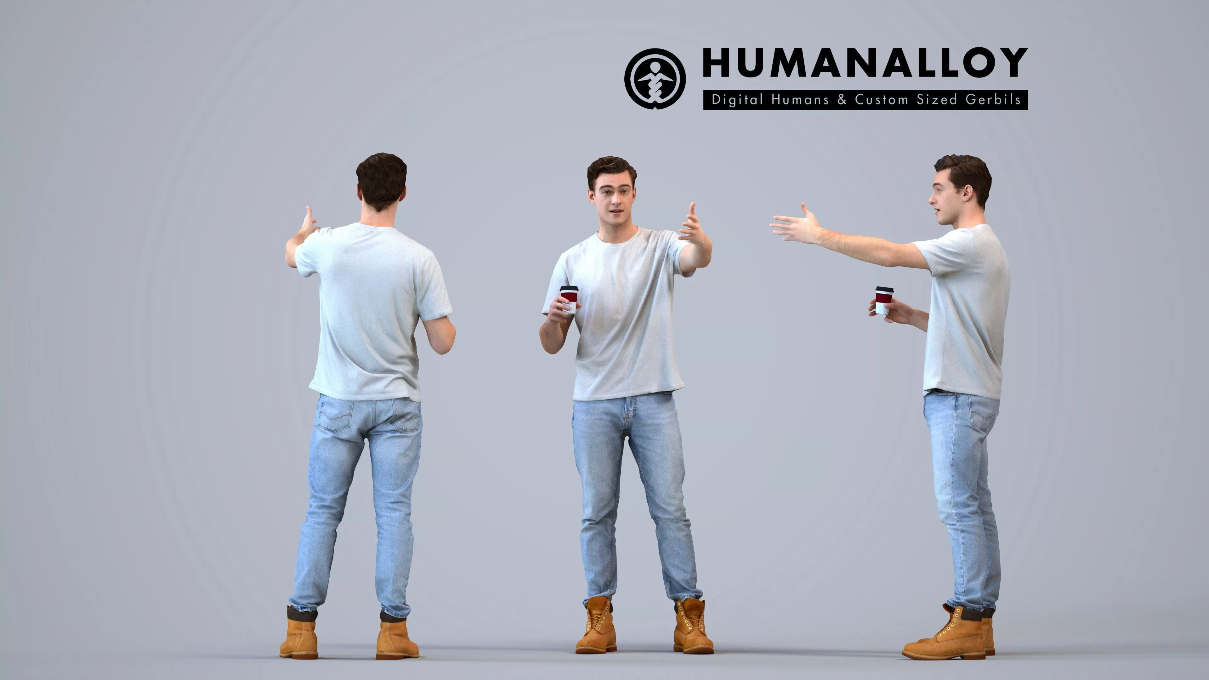 00516Gael006 - Adult Caucasian man talking while drinking 3D model