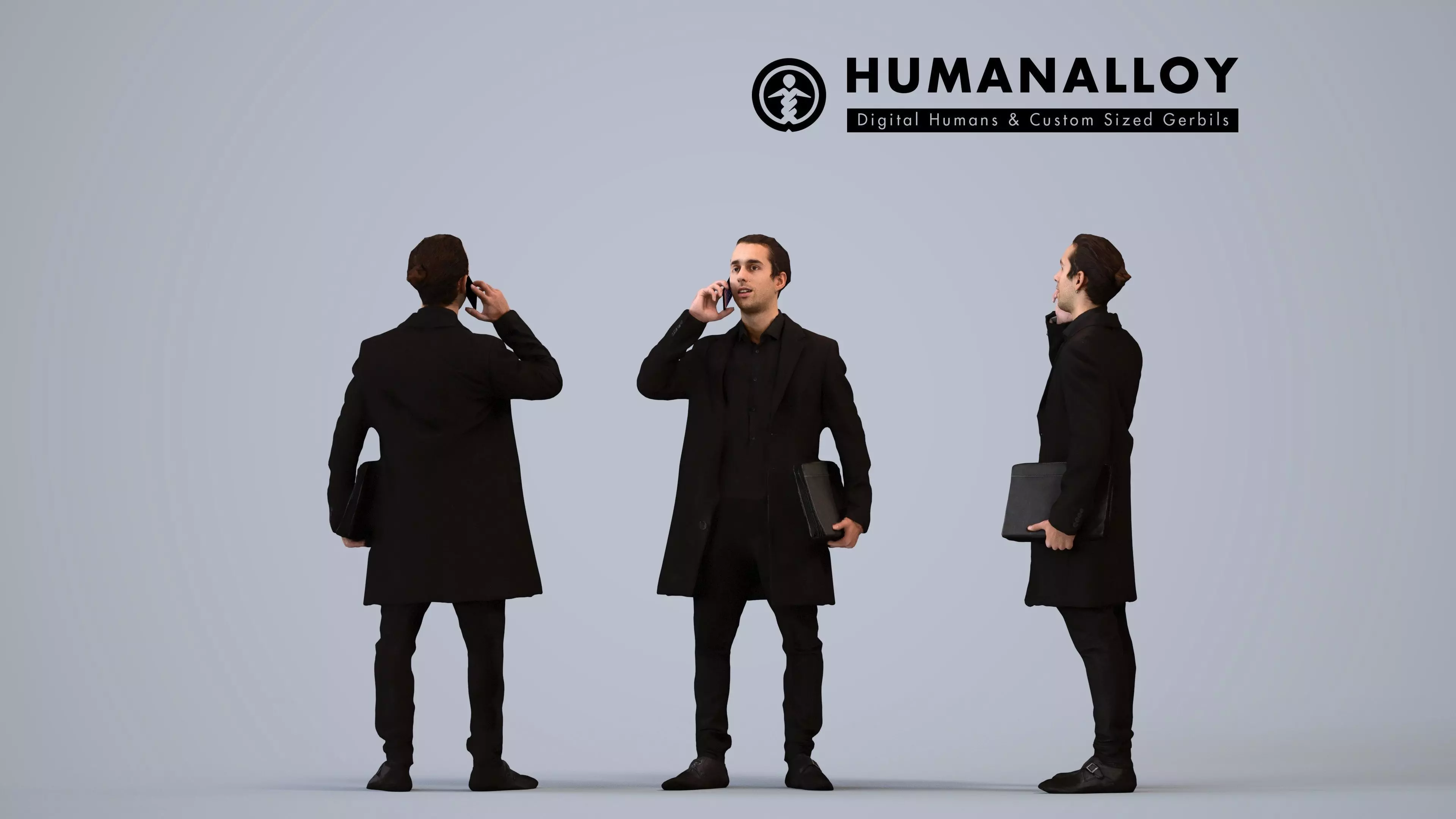 00530Carlos005 - Adult Caucasian man calling in office wearing 3D model