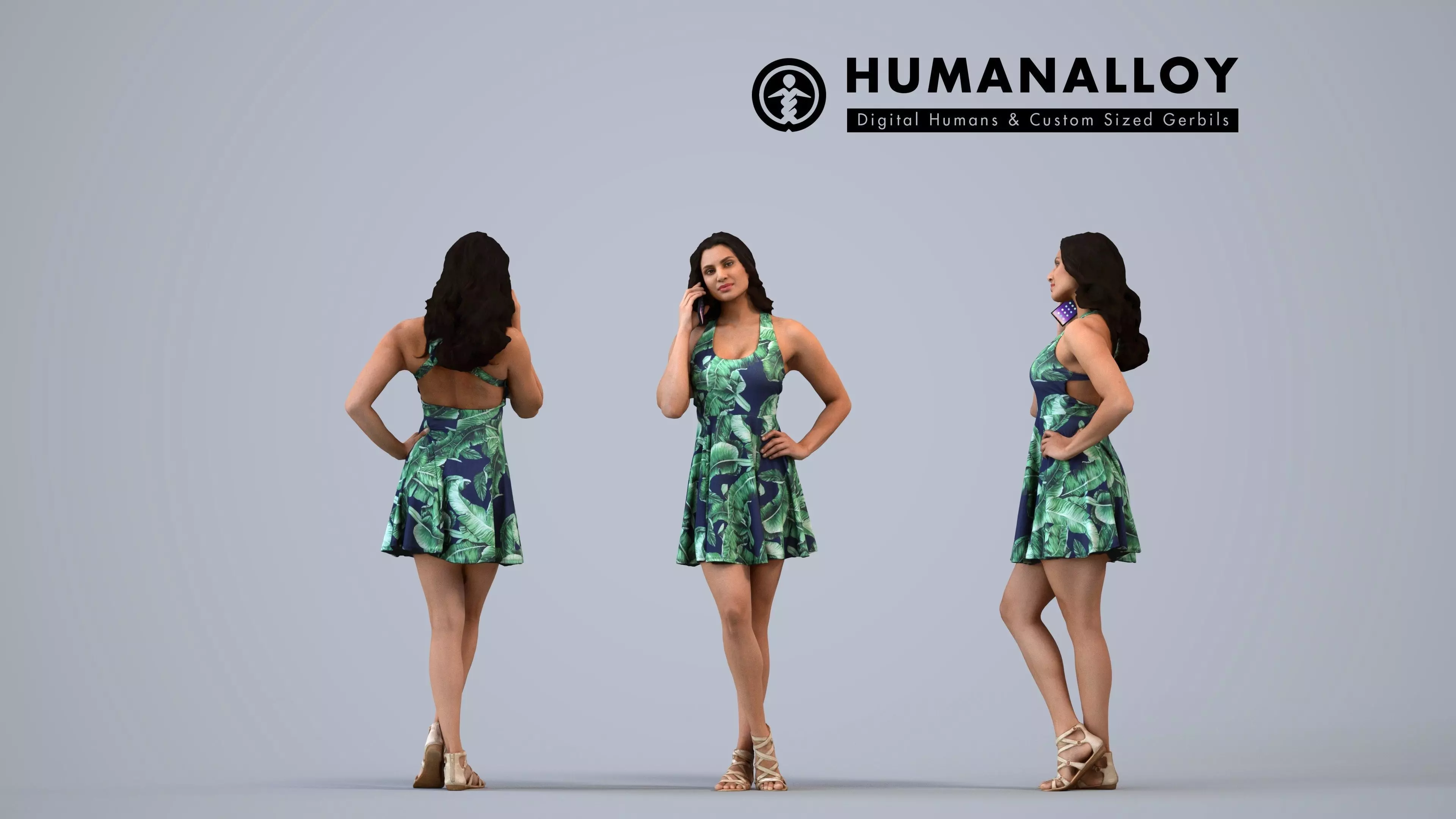 00539Helen002 - Adult Indian woman calling on smartphone in 3D model
