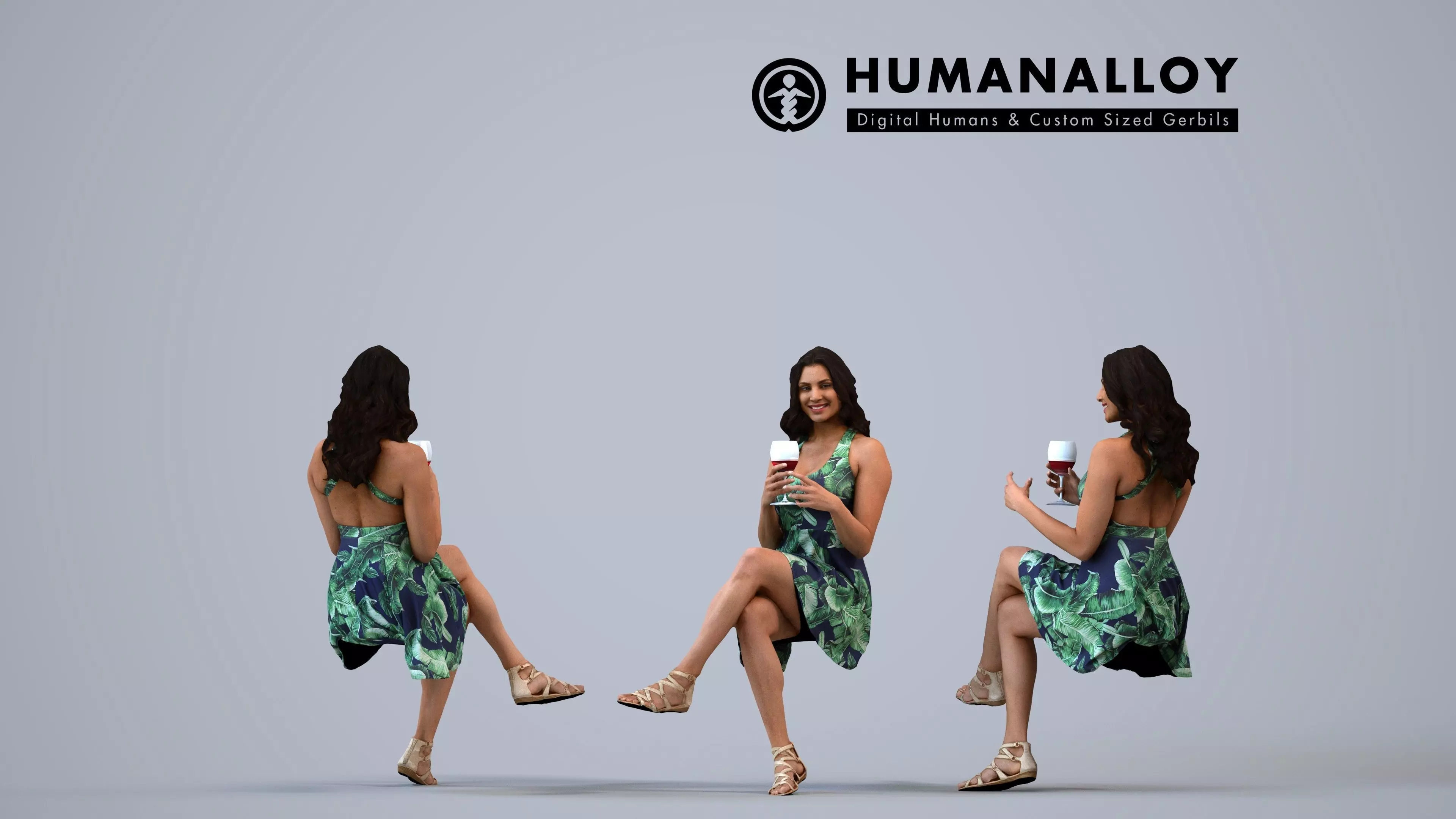00539Helen006 - Adult Indian woman relaxing seated in 3D model