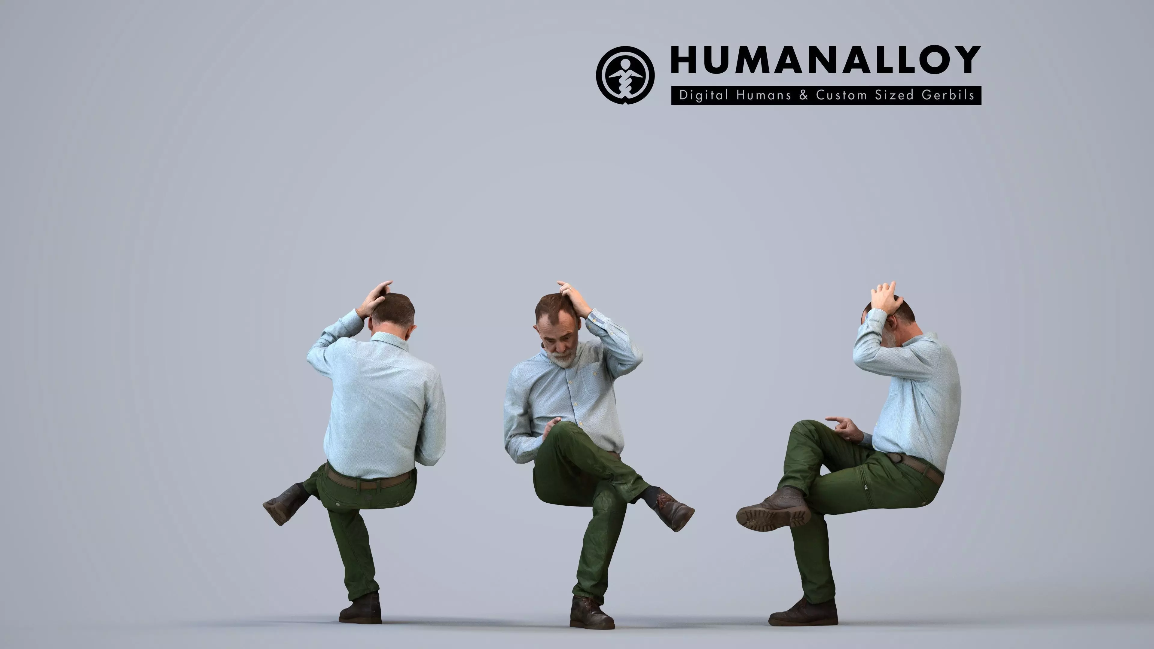 00548Anthony007 - Senior Caucasian man relaxing at home with 3D model