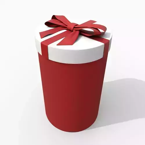 Gift Box - Tall Round with Fixed Ribbon Bow