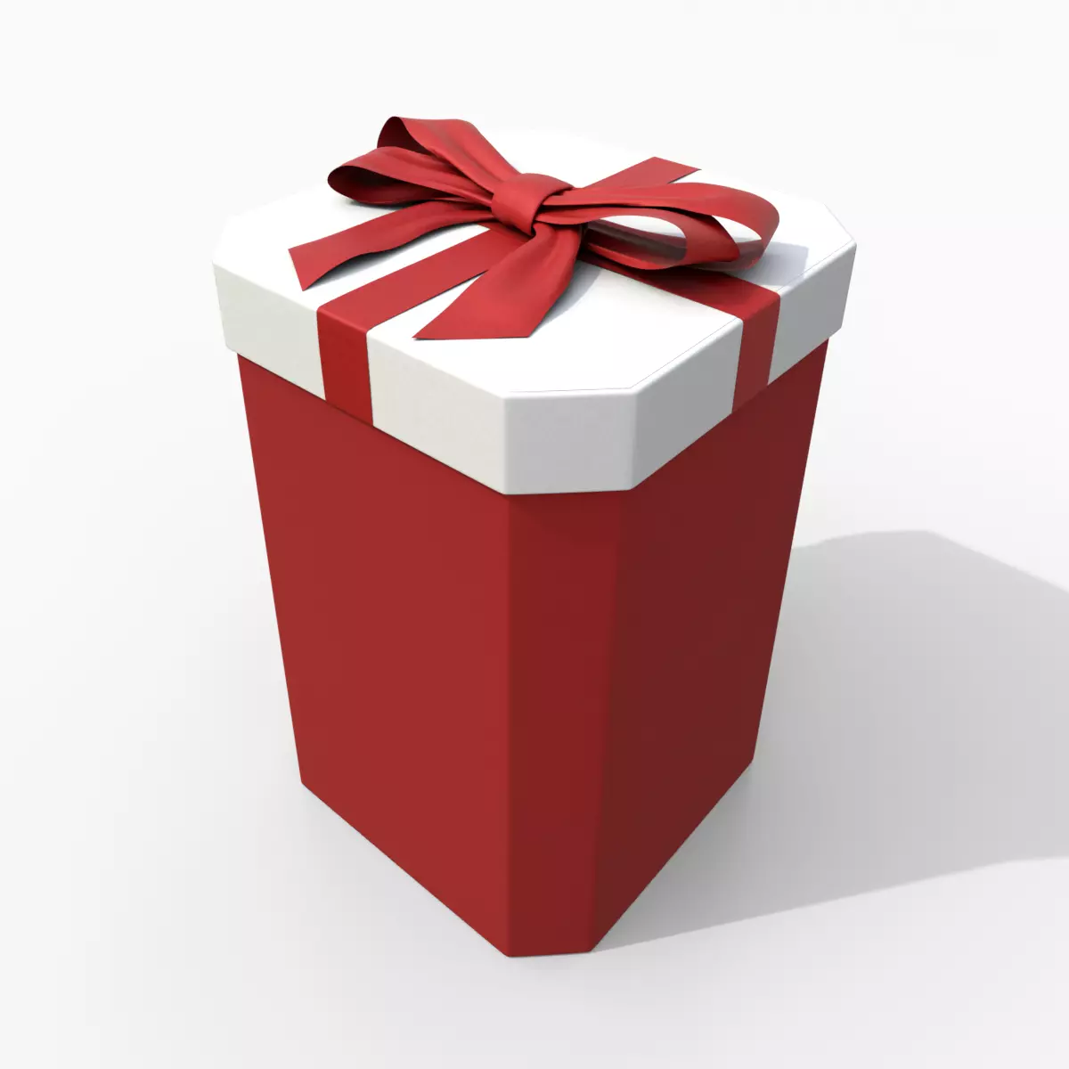Gift Box - Tall Beveled Edge with Fixed Ribbon Bow Low-poly 3D model