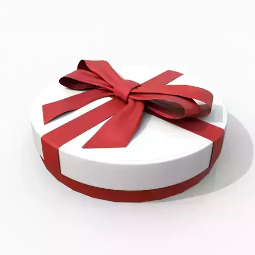 Gift Box - Flat Round with Fixed Ribbon Bow