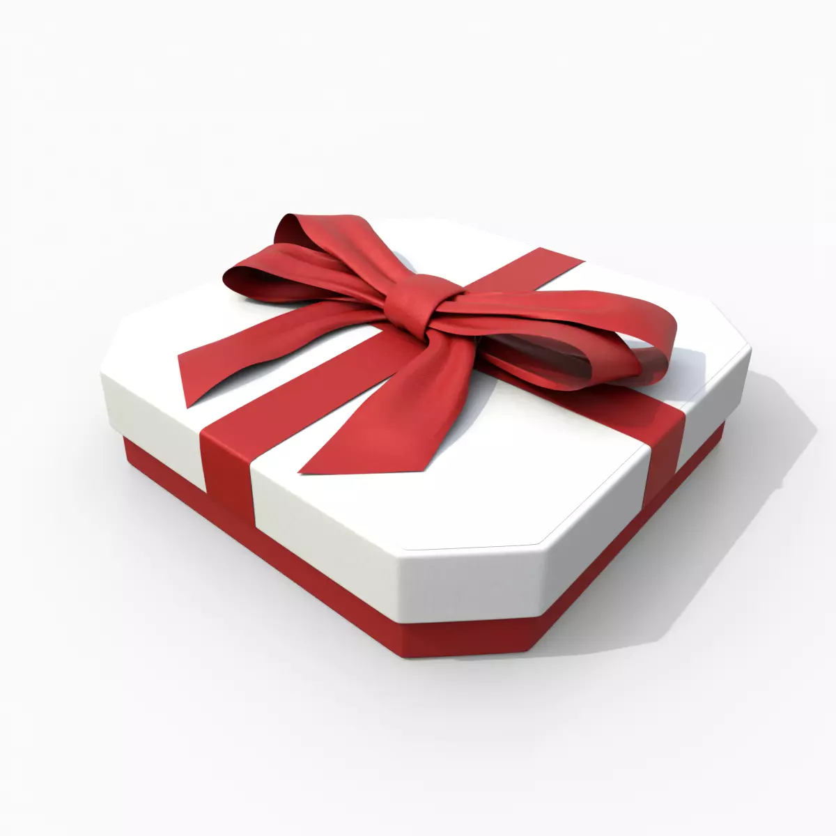 Gift Box - Flat Beveled Edge with Fixed Ribbon Bow Low-poly 3D model