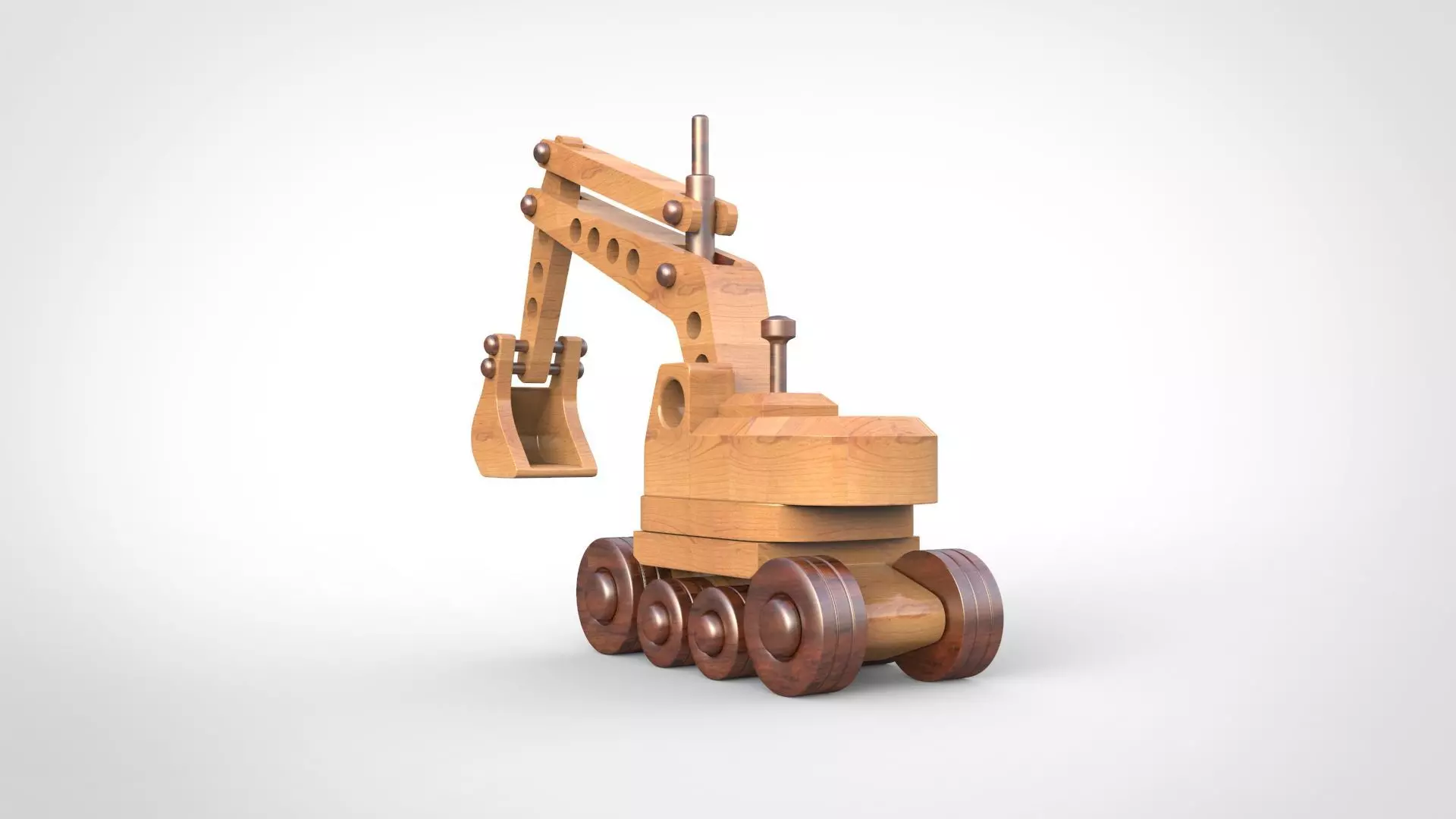 Articulated Wooden Excavator Toy 3D model