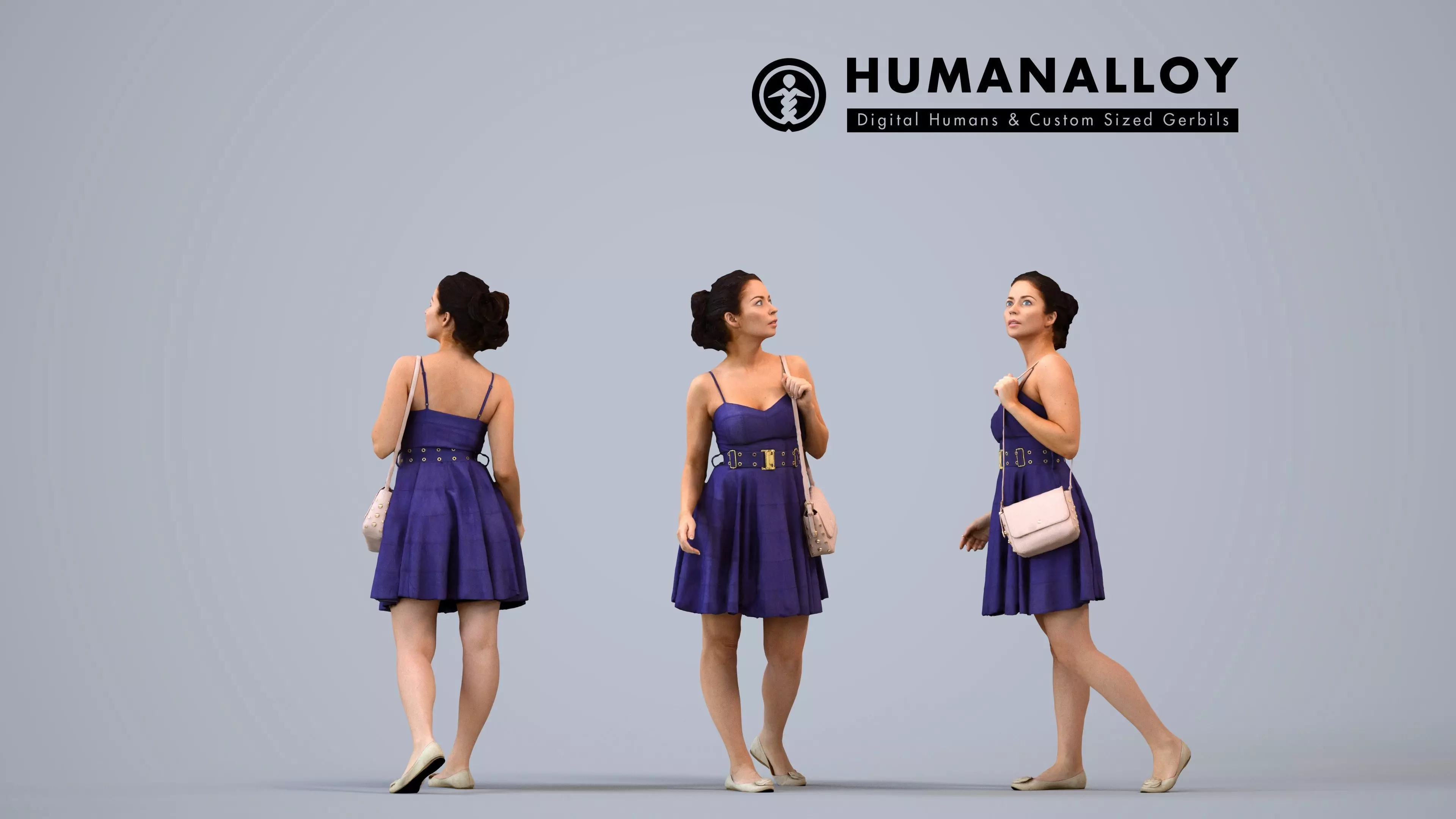 00572Nicole009 - Adult Caucasian woman walking through 3D model