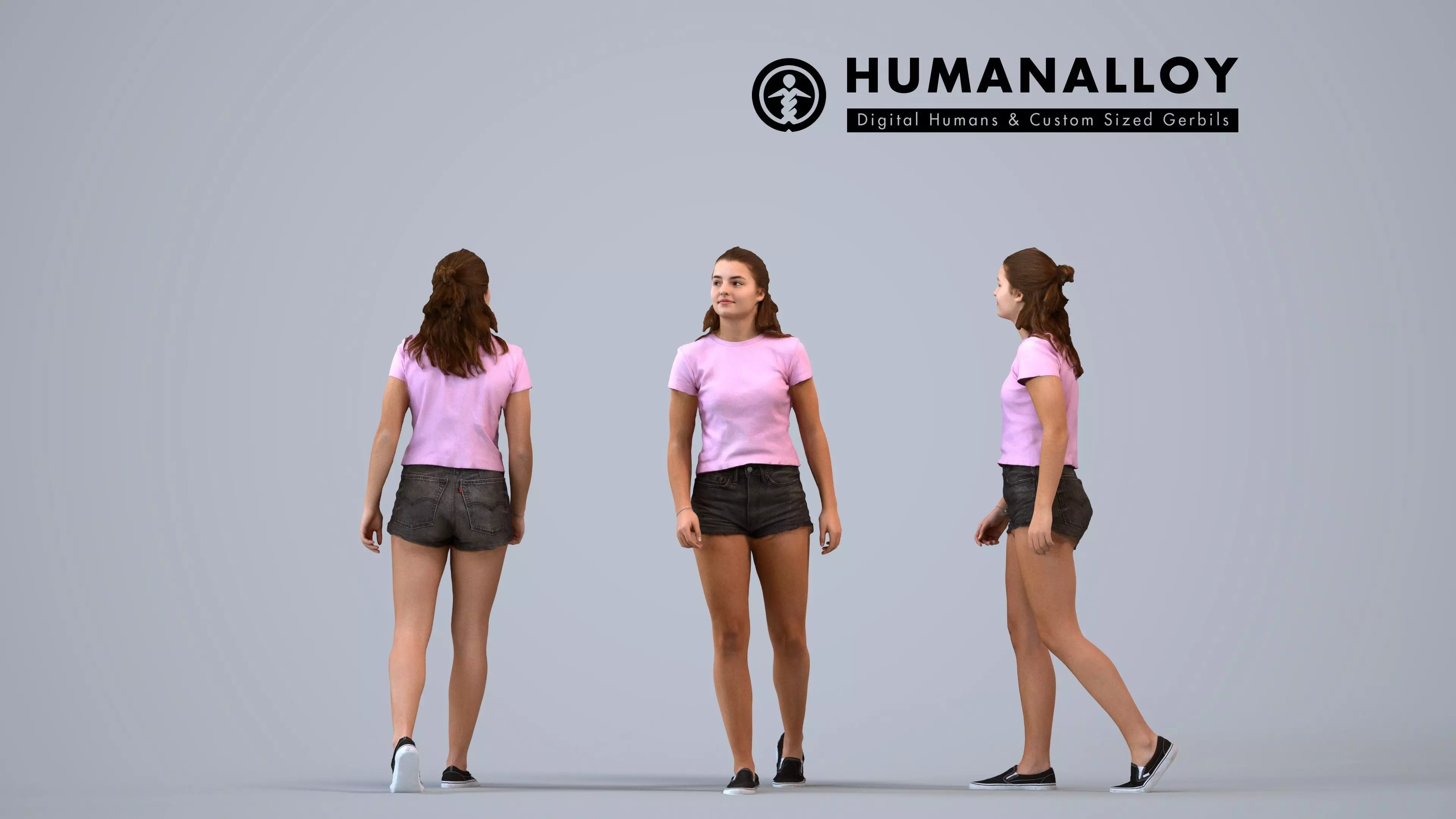 00577Bella001 - Teen Caucasian female waiting in public space 3D model