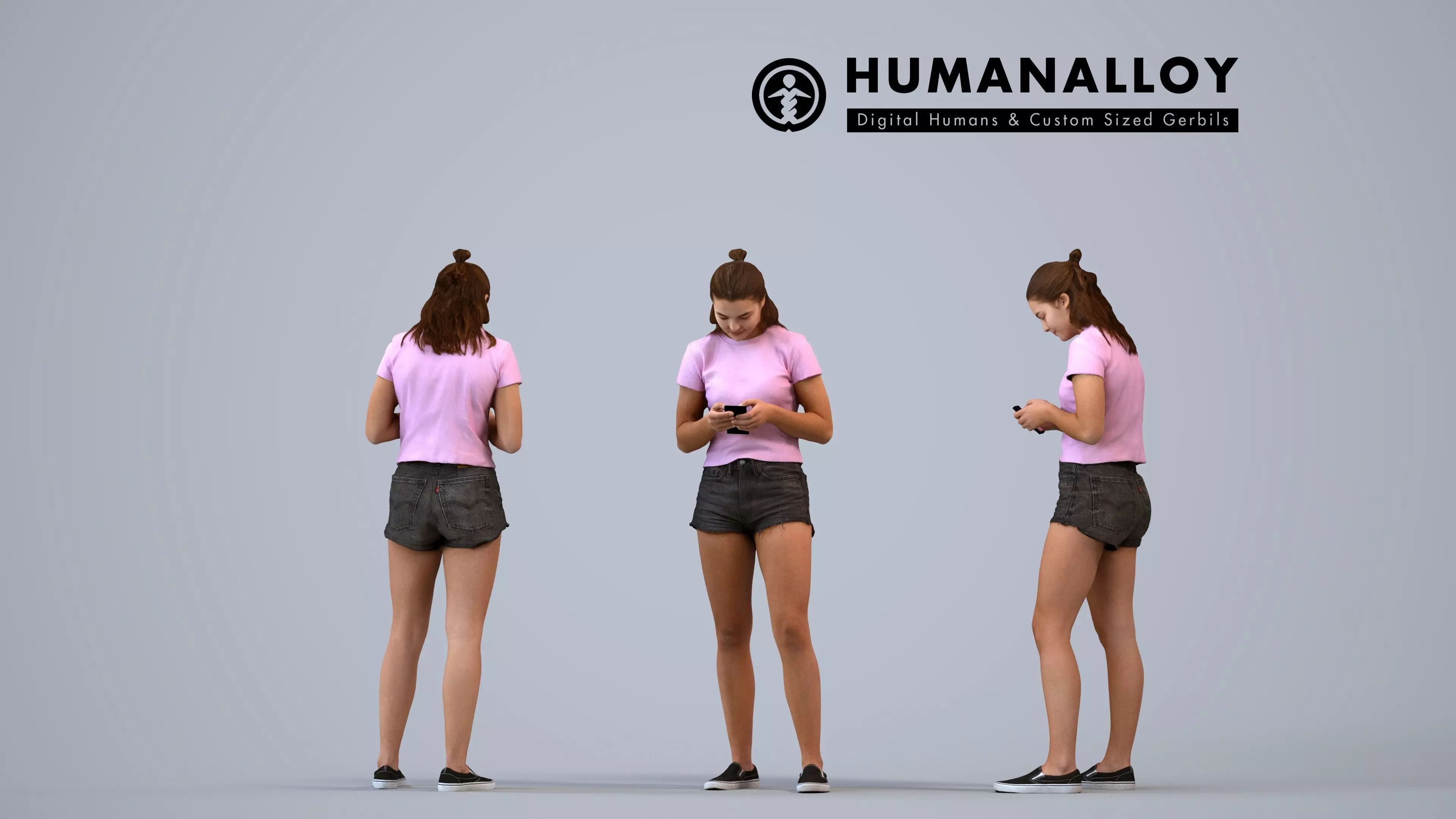 00577Bella003 - Teen Caucasian female standing in public space 3D model