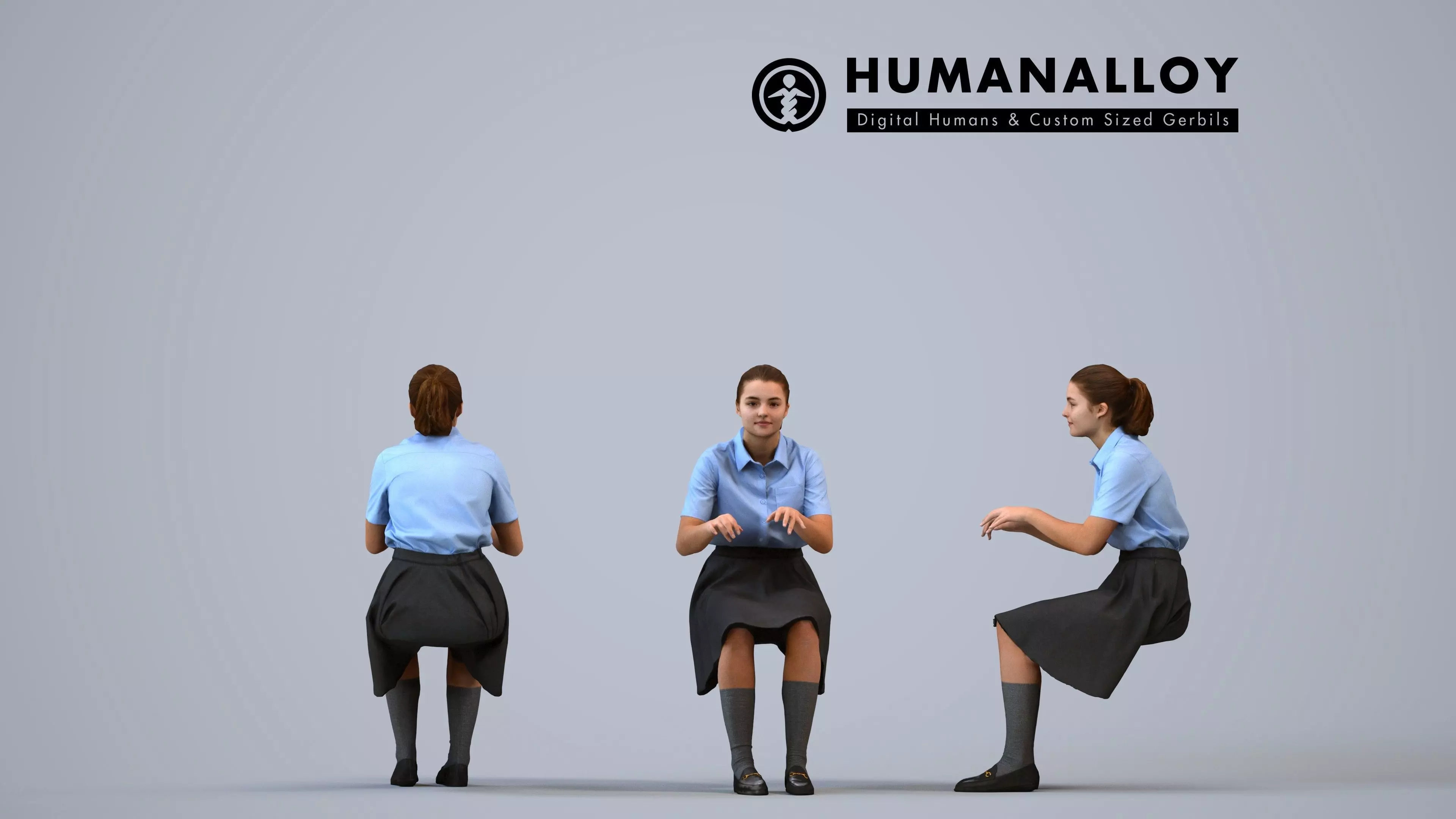 00581Bella011 - Teen Caucasian girl sitting in school setting 3D model