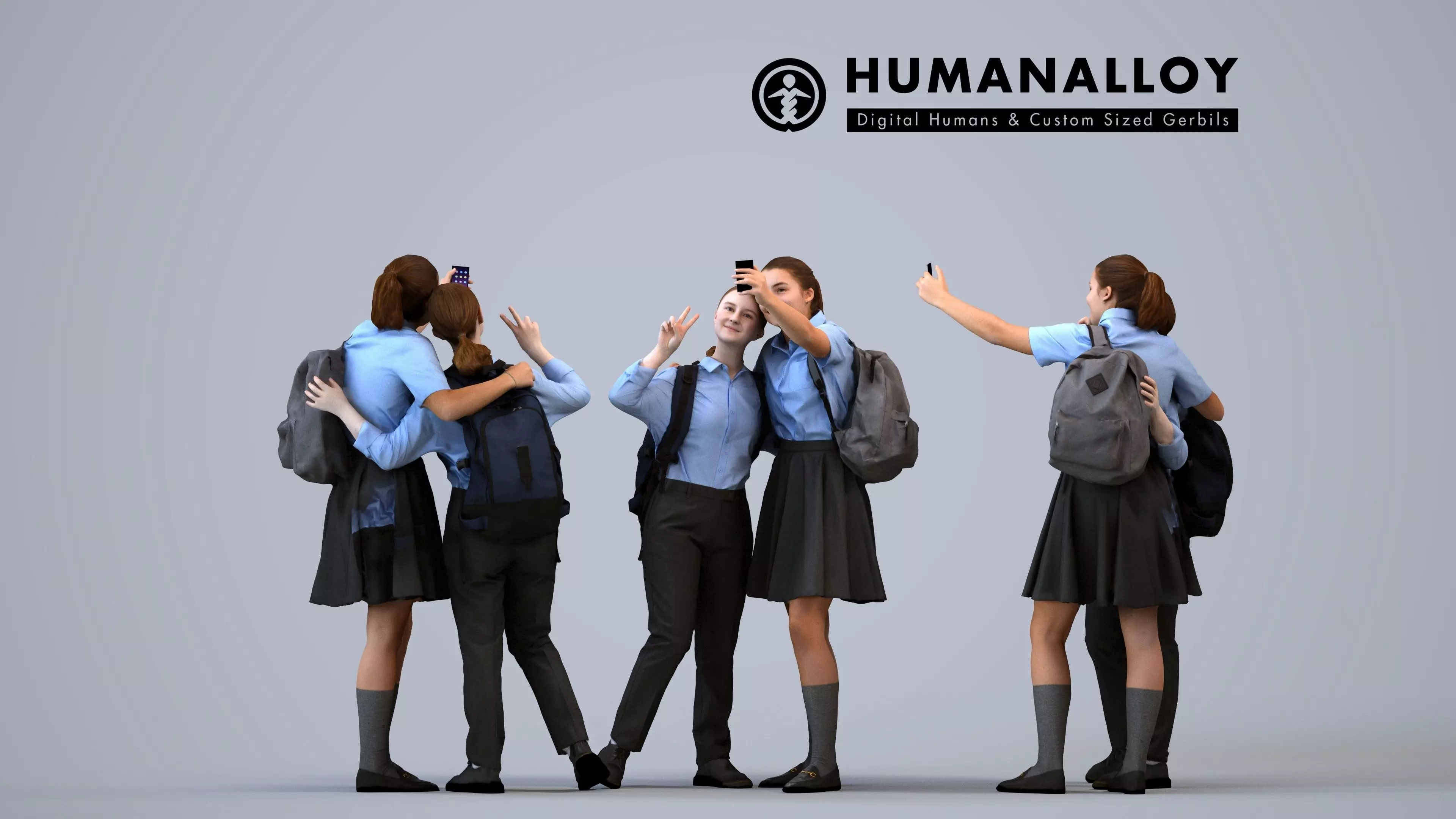 00581Bella016 - Teen Caucasian girl taking photo at school in 3D model