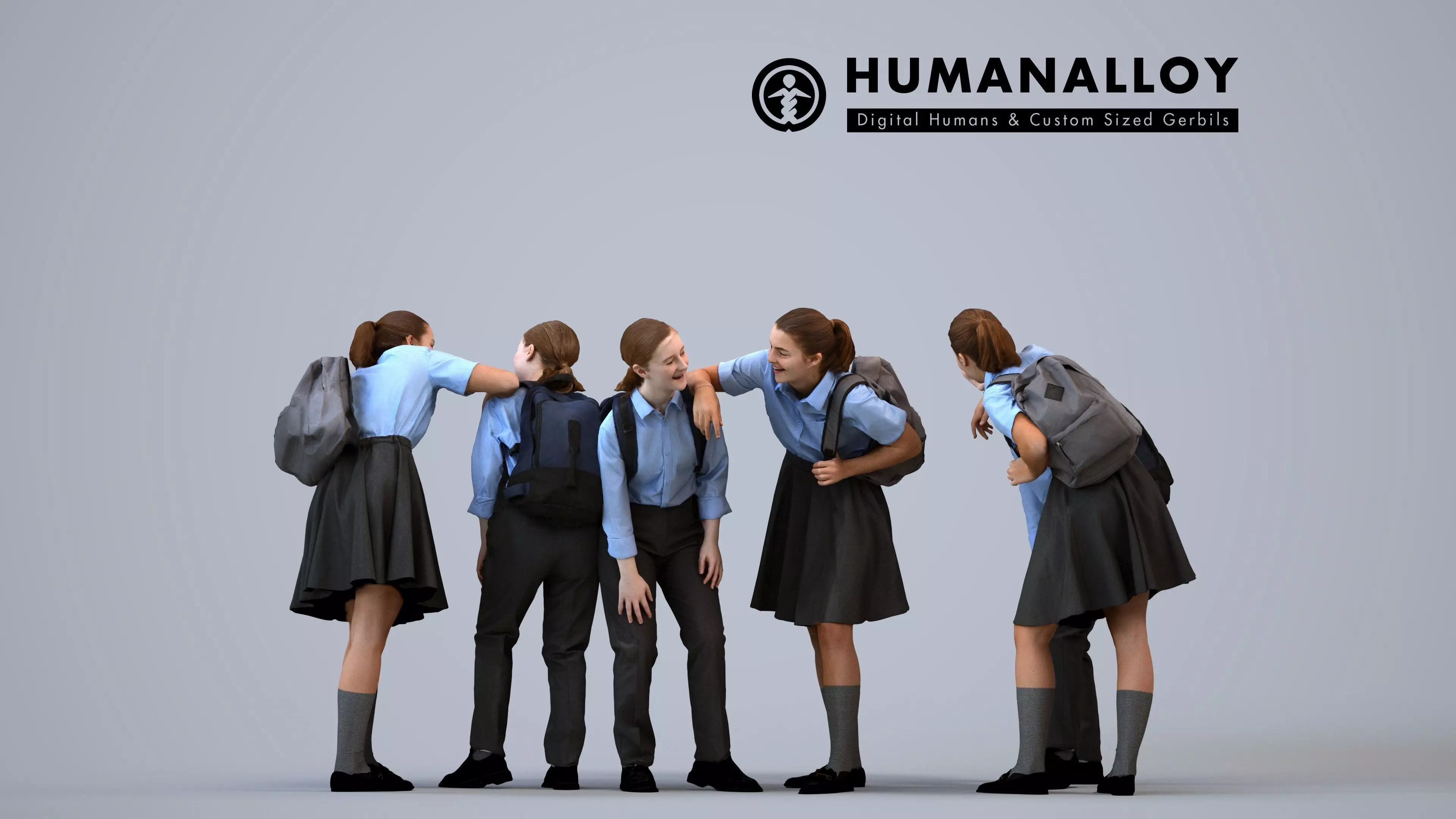 00581Bella017 - Teen Caucasian female bonding at school with 3D model