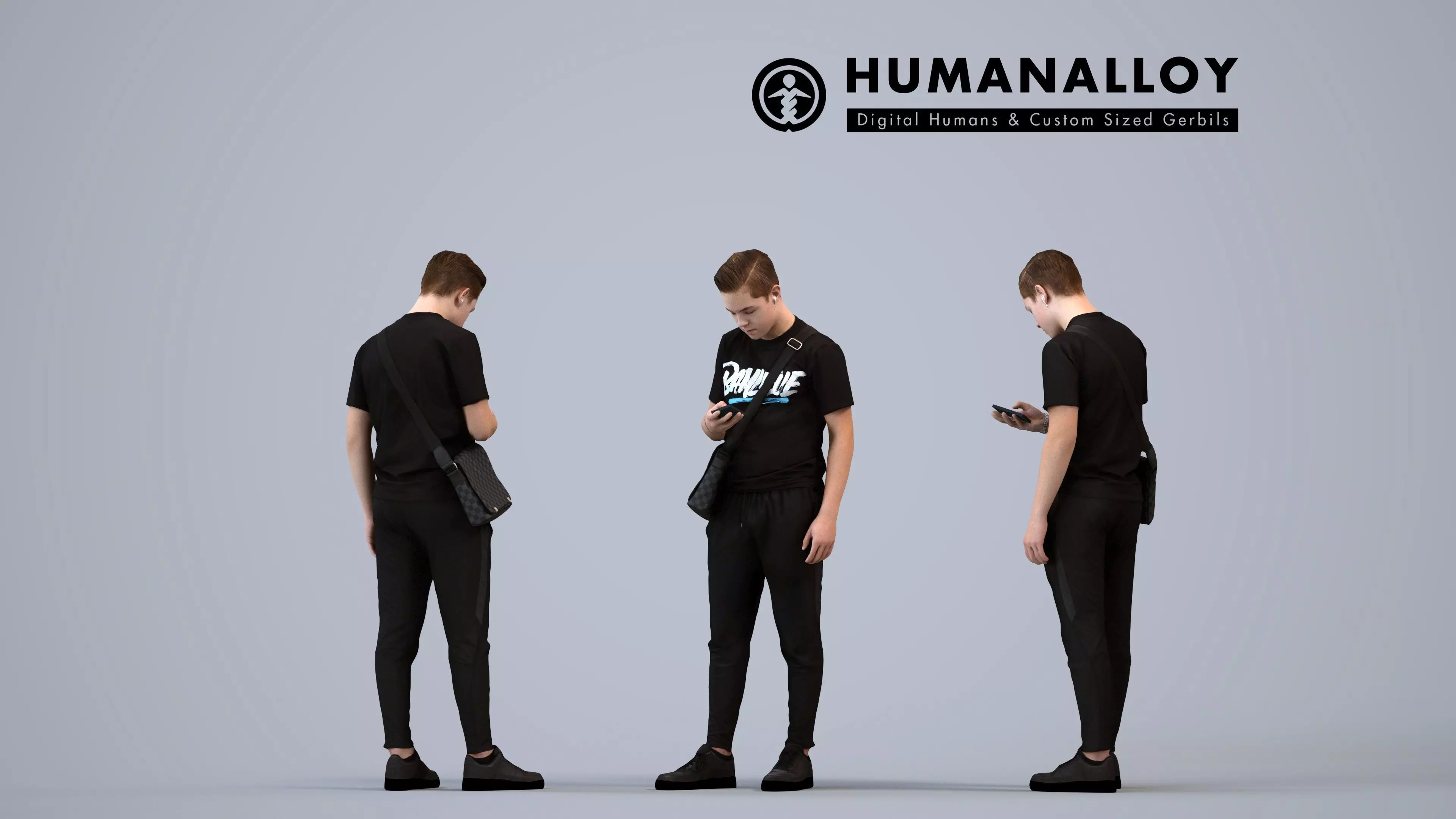 00586Kyle006 - Teen Caucasian male standing publicly with 3D model