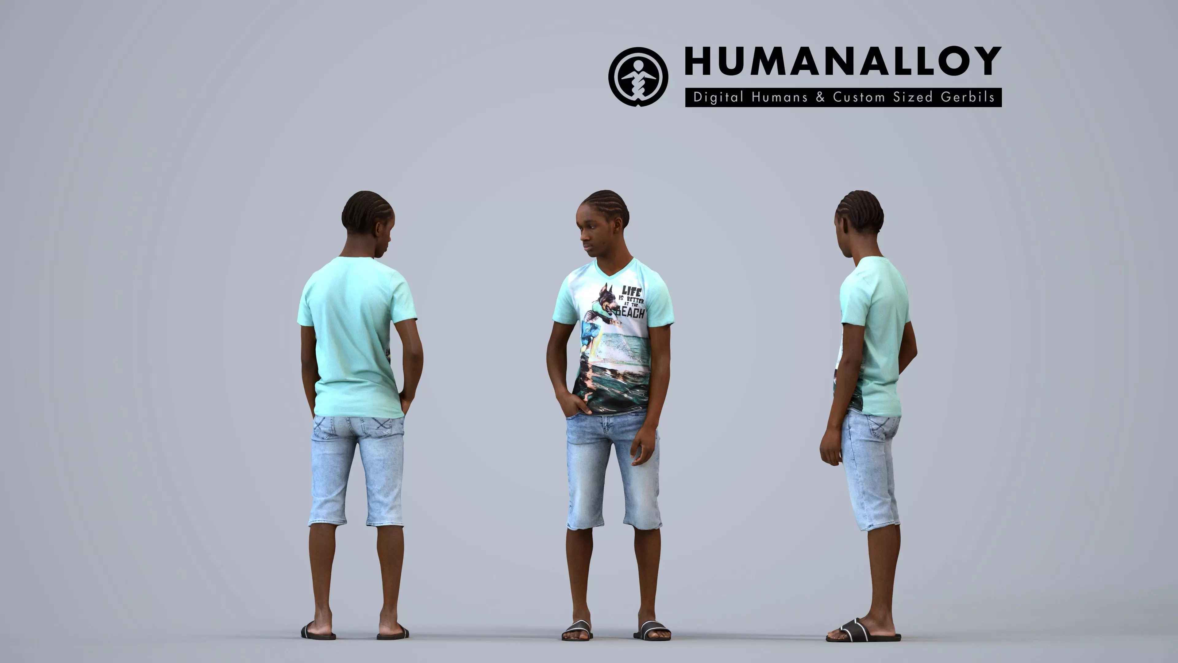 00589Jimmy003 - Teen Black male relaxing in public space 3D model