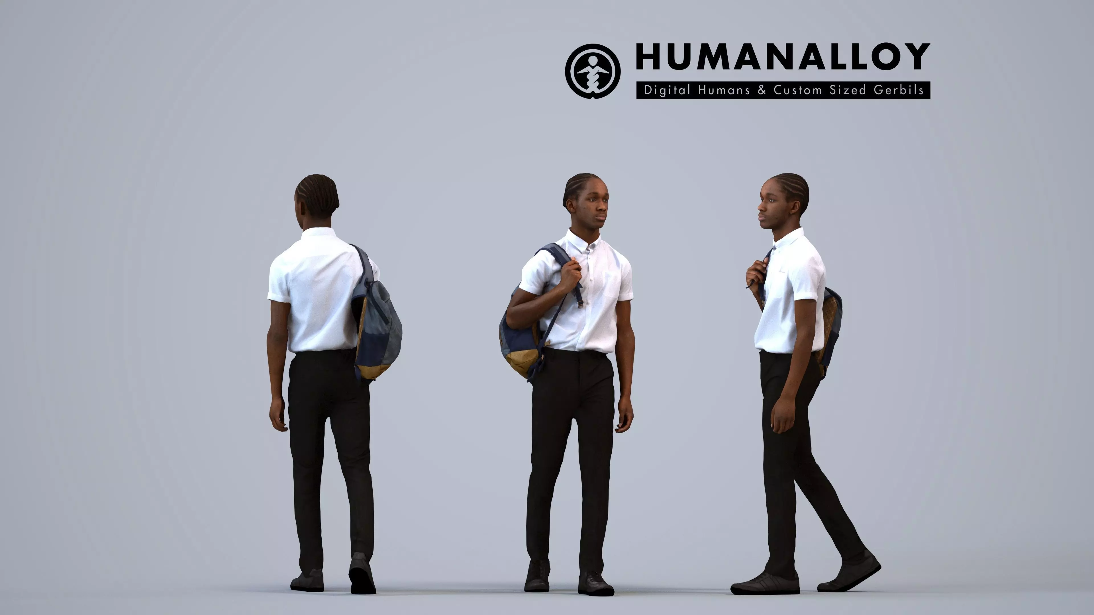 00591Jimmy009 - Teen Black male walking to school with backpack 3D model