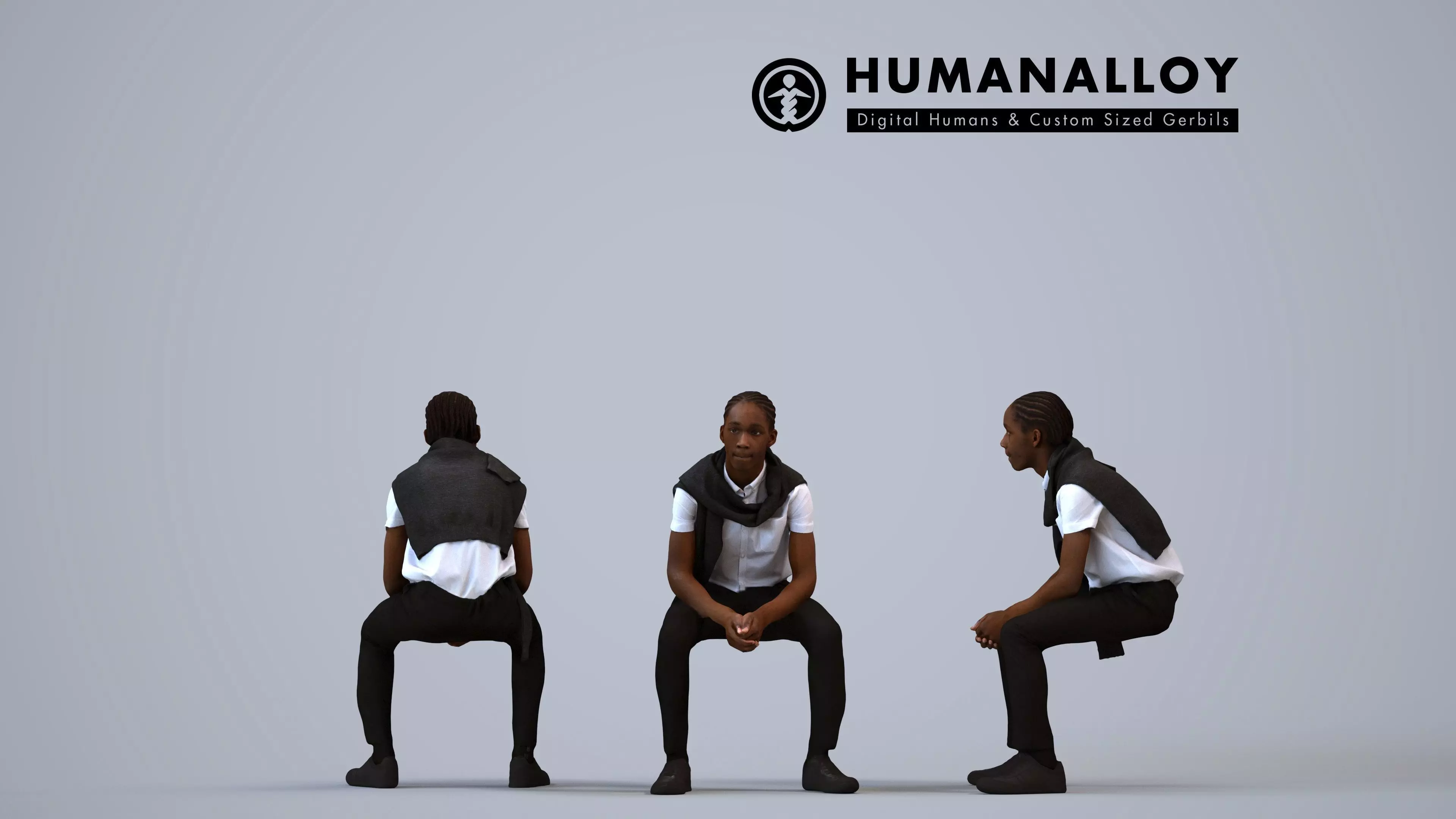 00591Jimmy011 - Teen Black boy sitting in school uniform for 3D model