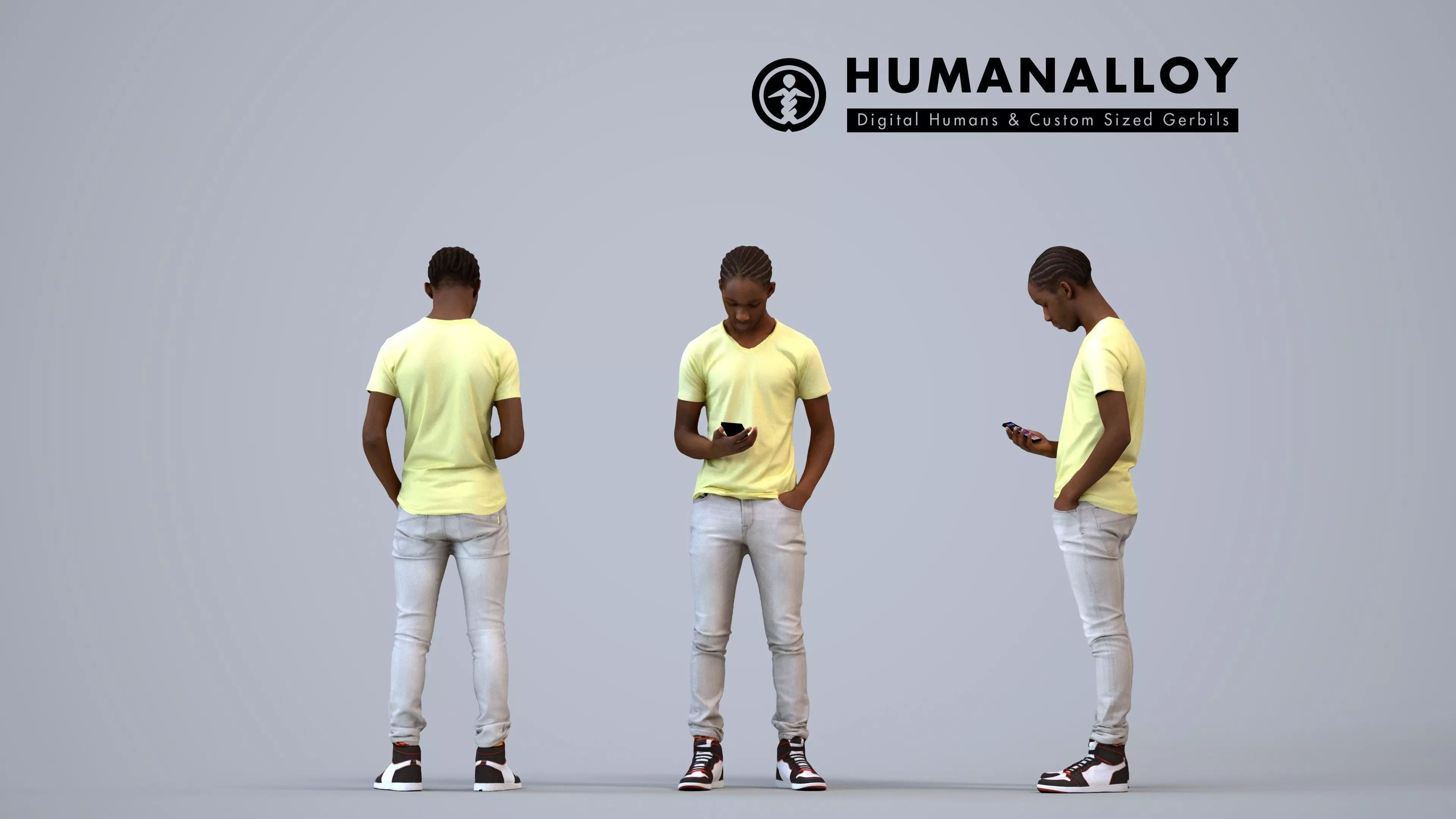 00593Jimmy006 - Teen Black male standing in public space with 3D model