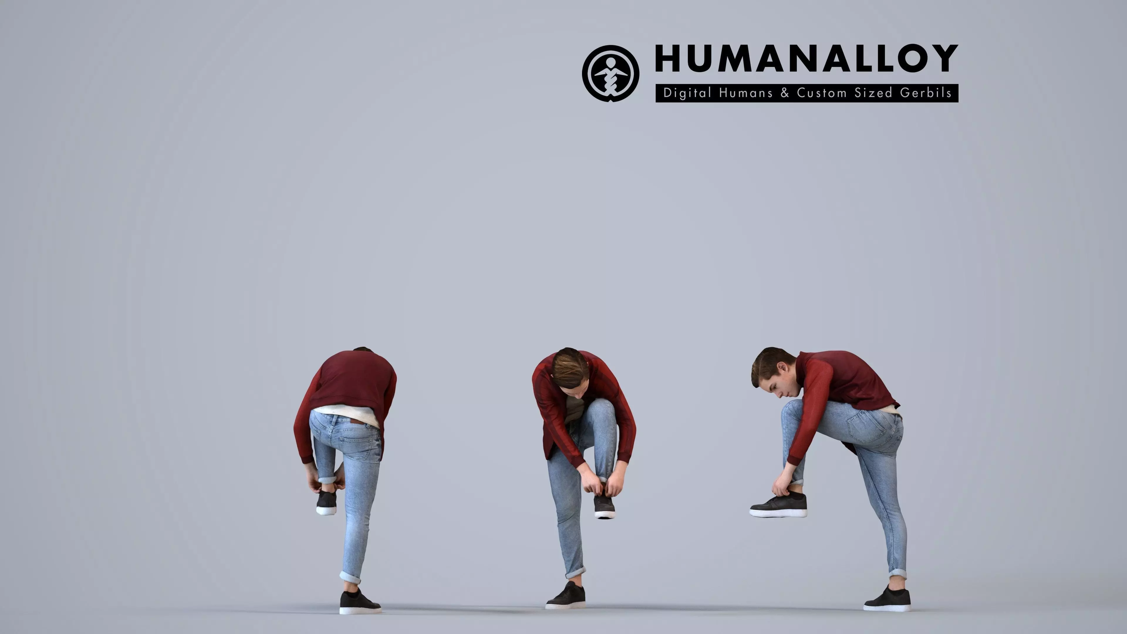 00594Kyle009 - Teen Caucasian male crouching while waiting in 3D model