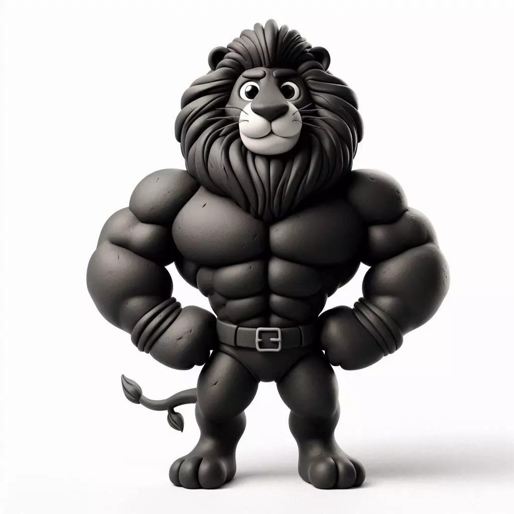 Bodybuilder Lion Strong Statue Model 3D print model