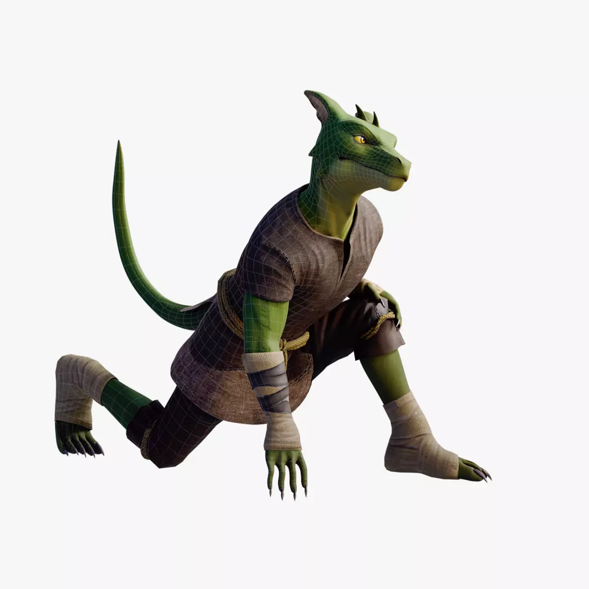 Stylized Kobold Lizardman - Rigged Game Character UE5 Ready Low-poly 3D model