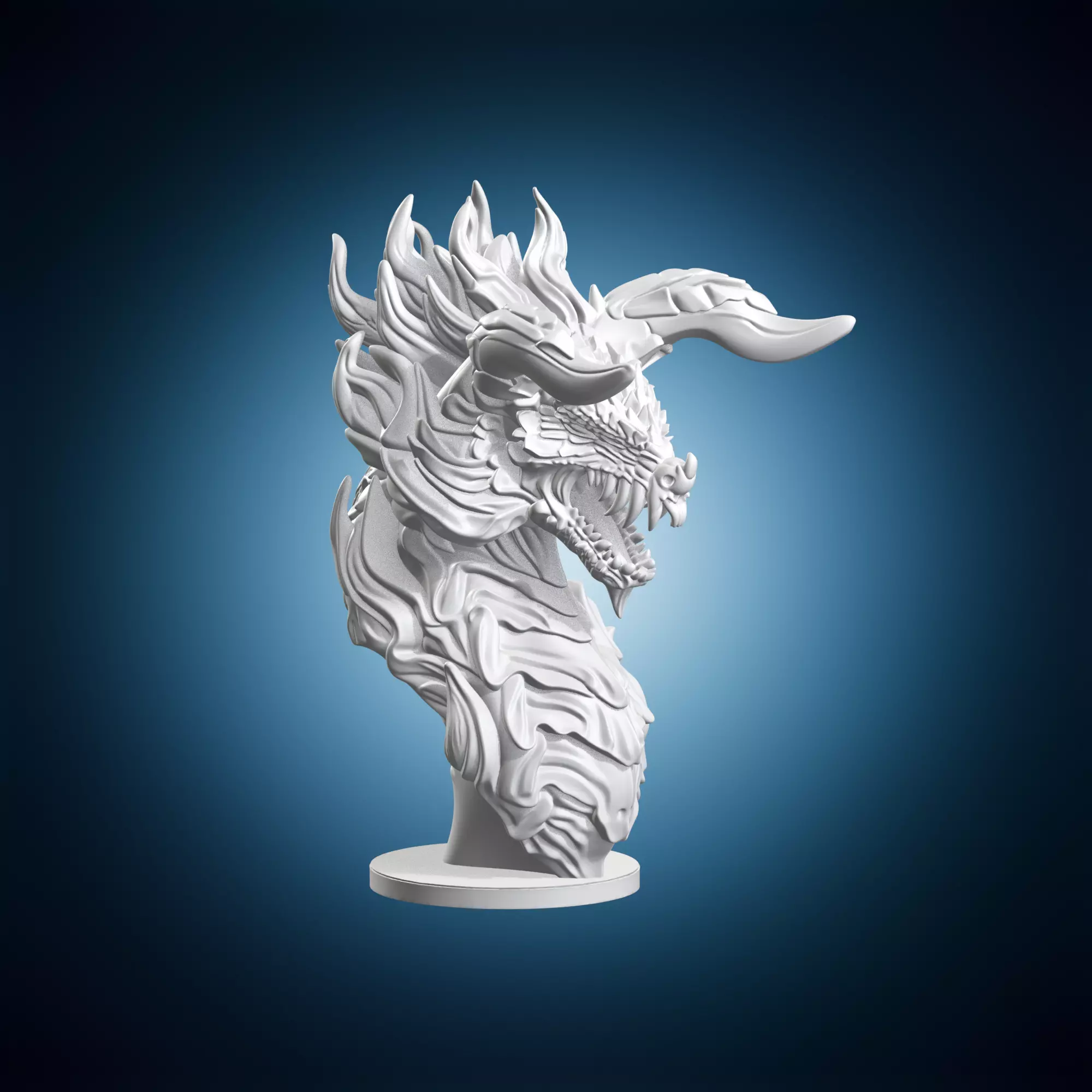 Dragon Head Bust Horn Miniature 3D print model