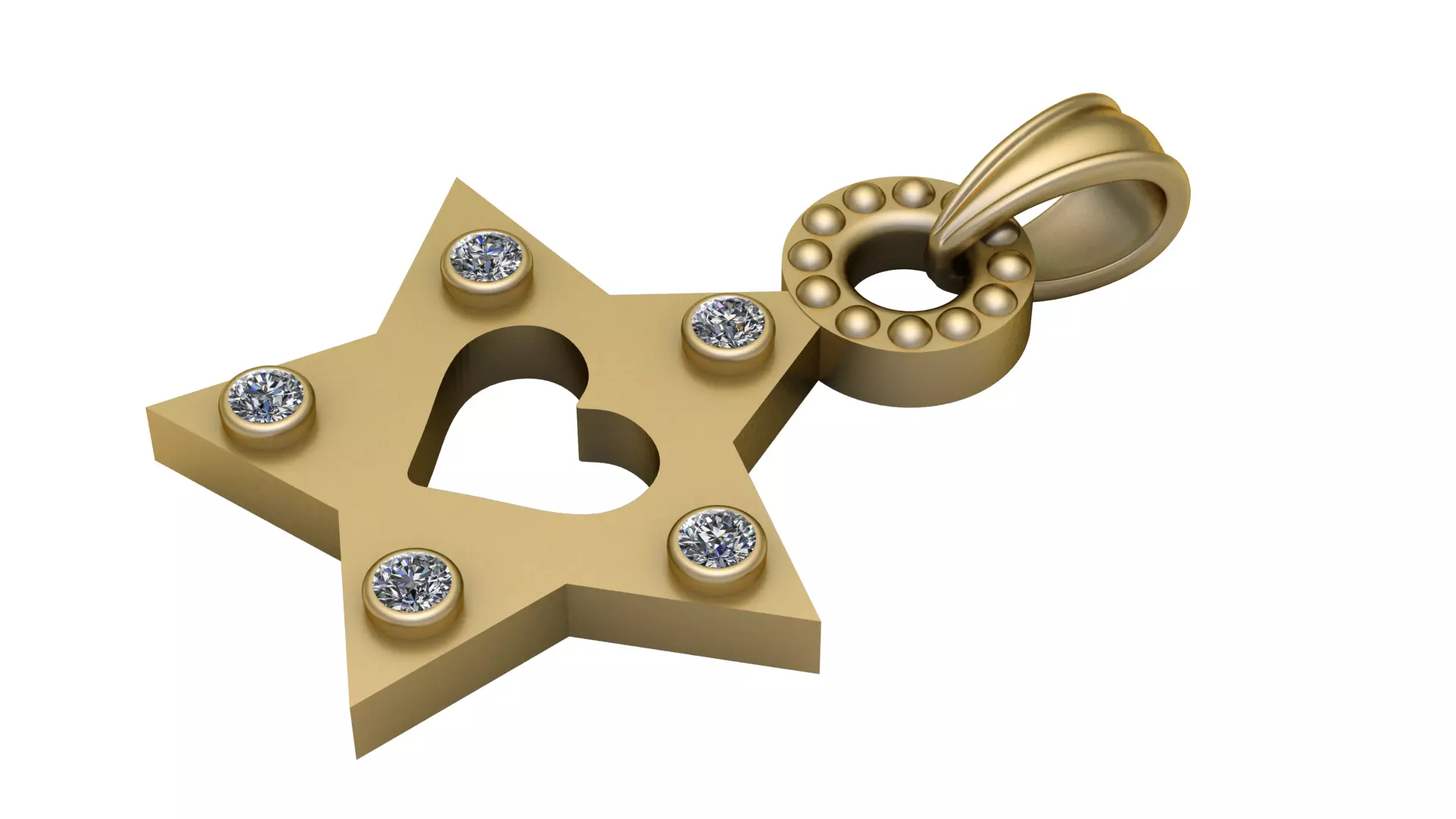 14K Gold Diamond Pendant 3D print model