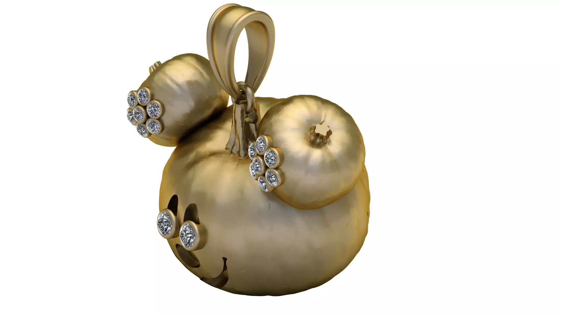 Ghost Artisan Diamond 14K Gold Pendant 3D print model