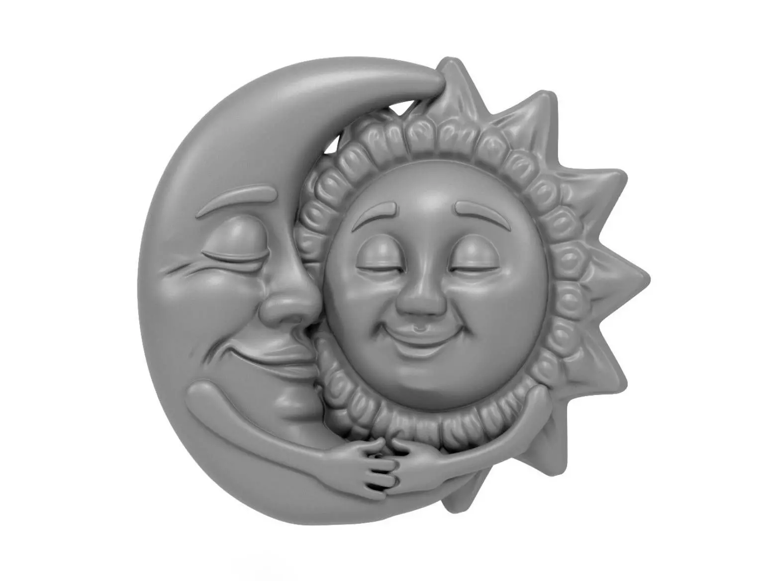Moon and sun in love 3D print model
