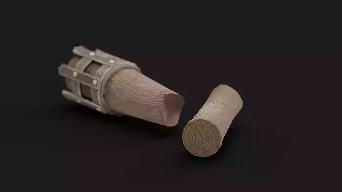 Broken Medieval Torch - Game Ready