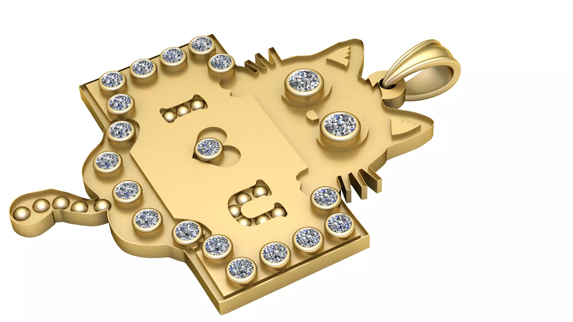 Diamond 14K Gold Tablet Pendant 3D print model