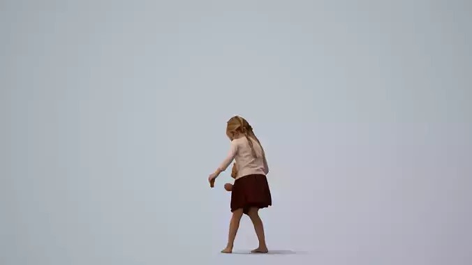 00095Maud009 - Young Caucasian woman walking with children 3D model 2
