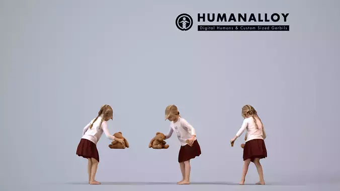 00095Maud009 - Young Caucasian woman walking with children 3D model