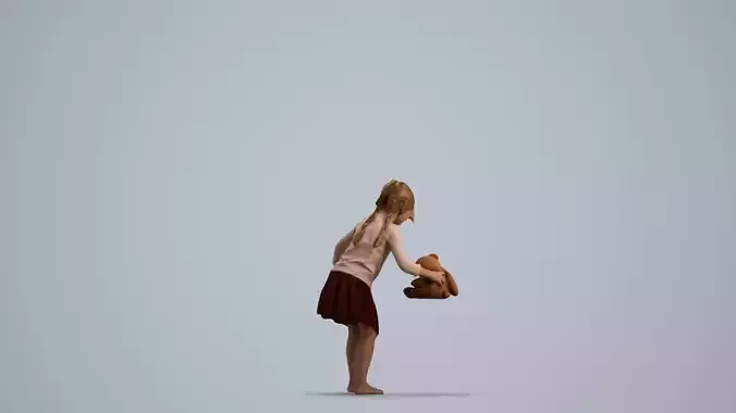 00095Maud009 - Young Caucasian woman walking with children 3D model 3