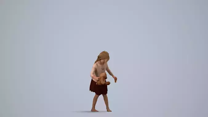 00095Maud009 - Young Caucasian woman walking with children 3D model 4