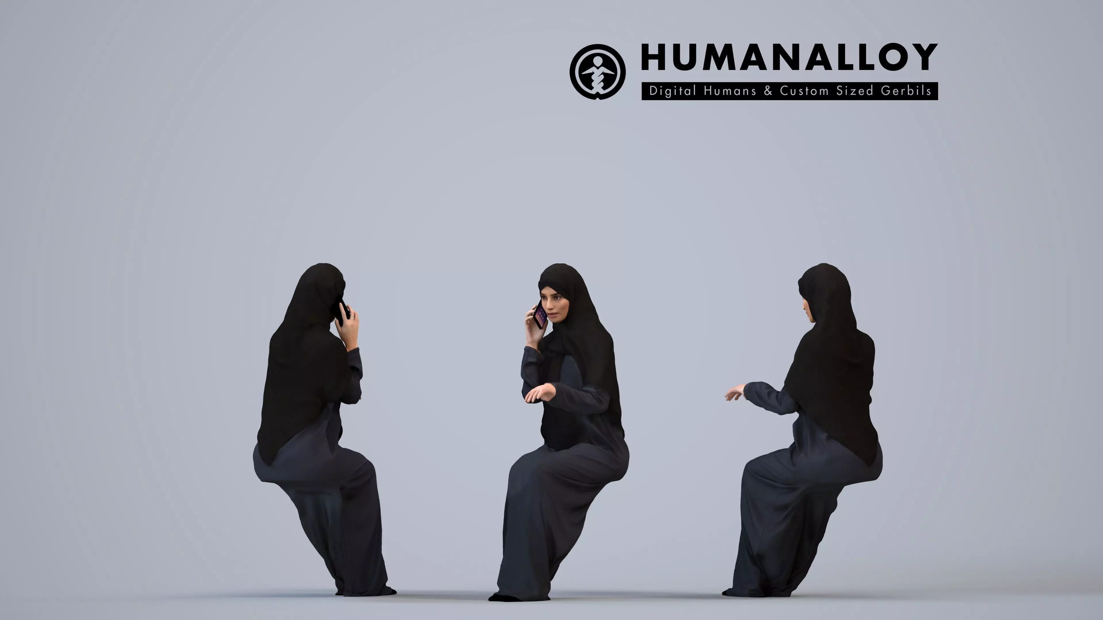 00243Hannah0007 - Adult Middle Eastern woman sitting in office 3D model