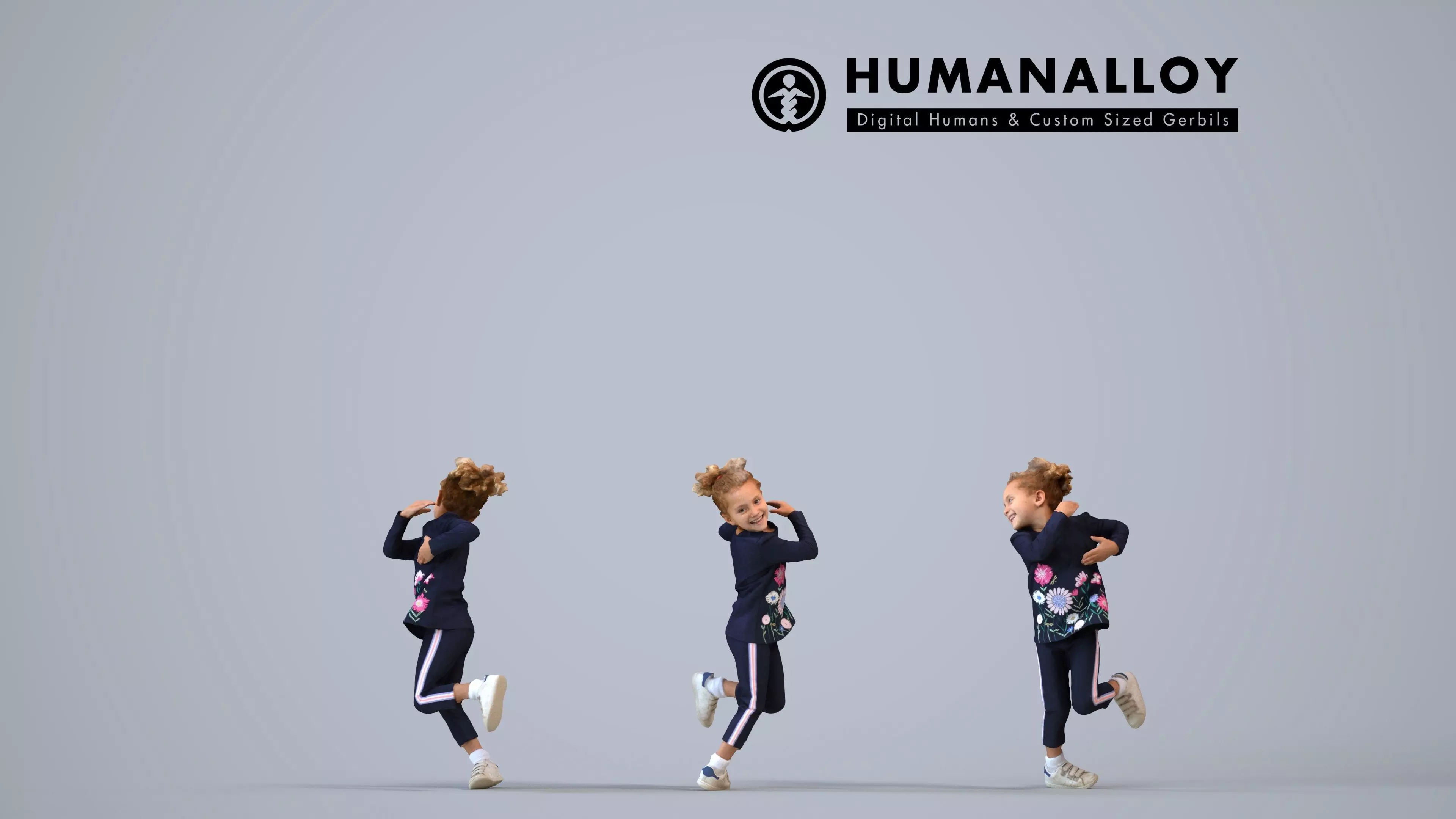 00370Carl003 - Young Black girl running in casual sportswear 3D model