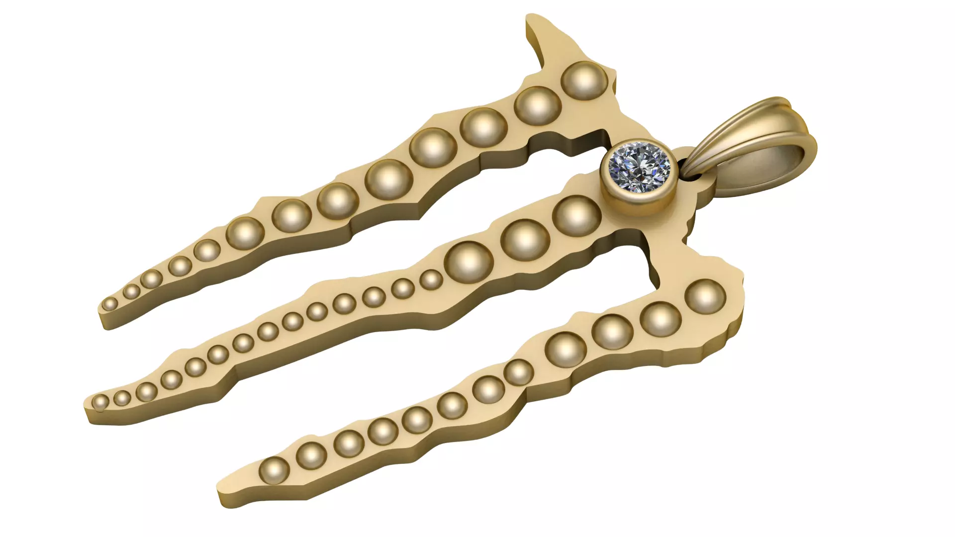 Urban Claw Artisan Diamond 14K Gold Streetwear Pendant 3D print model