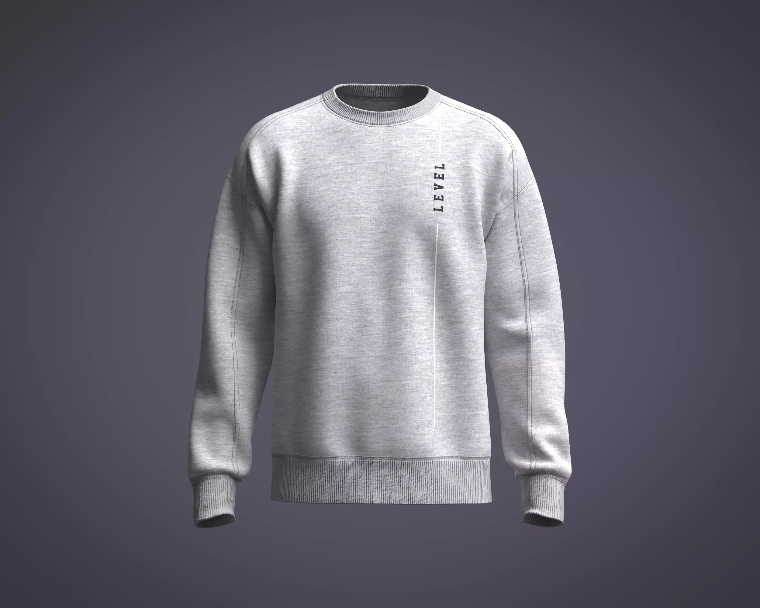 Mens sweatshirt with melange fabric and graphic 3D model