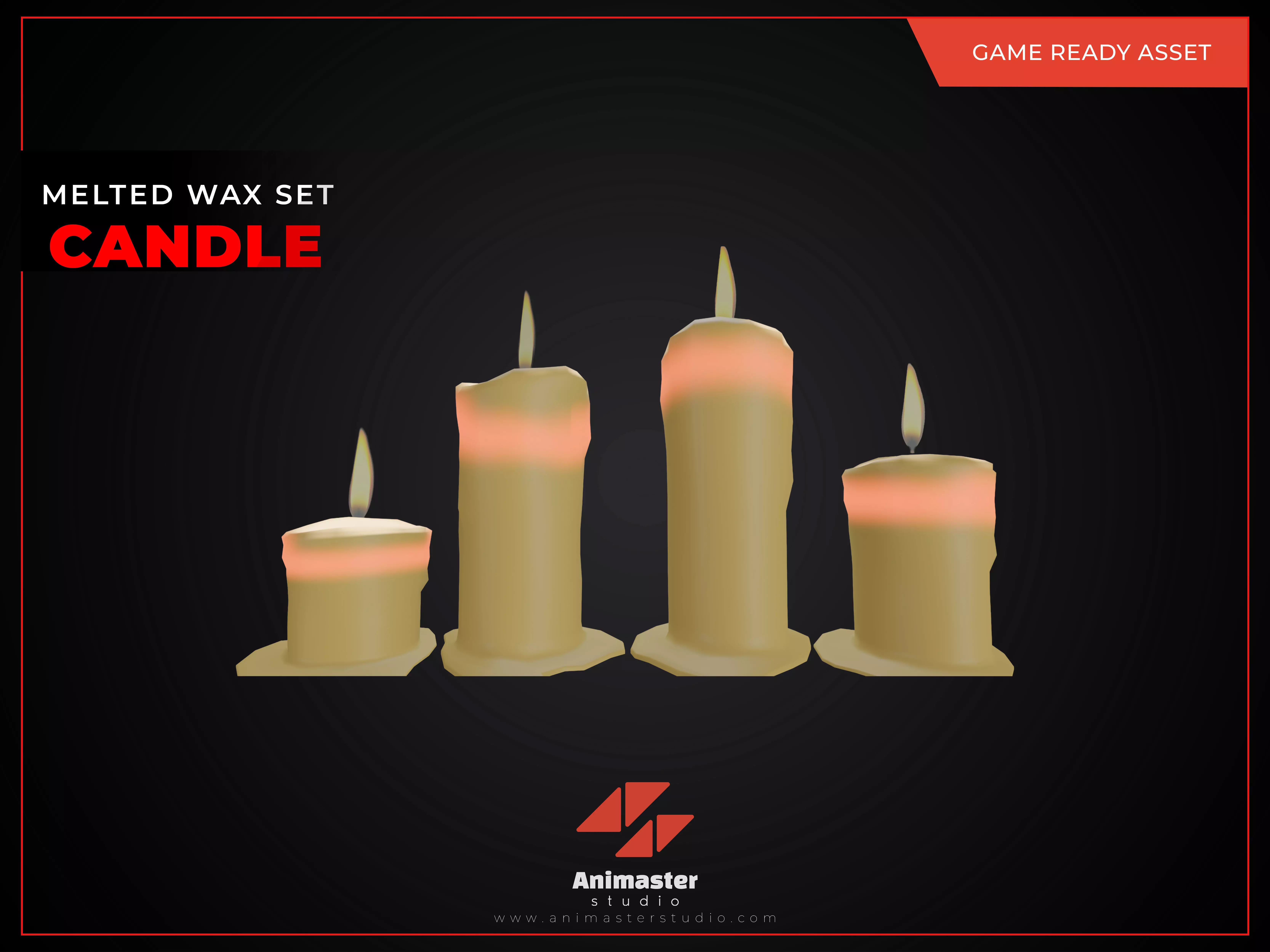 Melted Wax Candle Set Low-poly 3D model