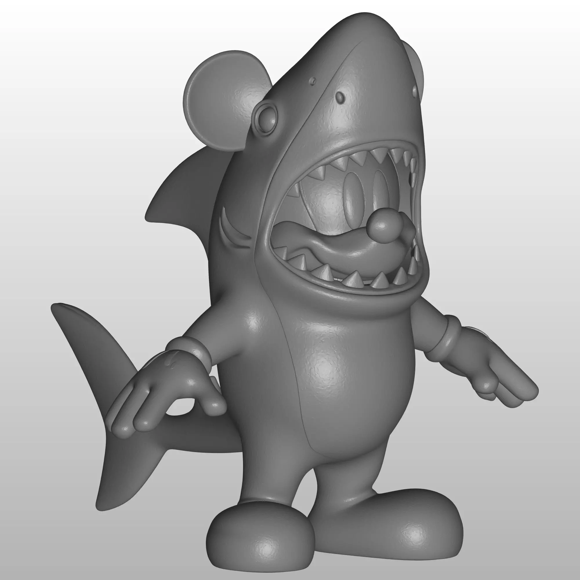 Mickey Mouse Shark Mashup-Resin Ready-Hollowed 3D Figure 3D print model