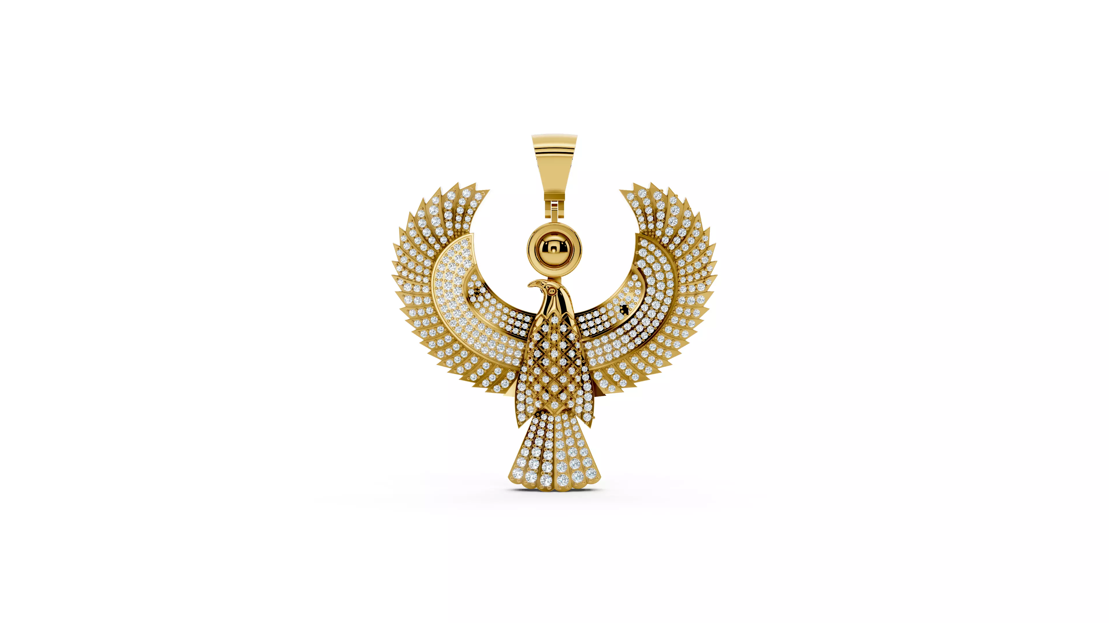 Luxury Egyptian Falcon Diamond Pendant Jewelry CAD 3D print model